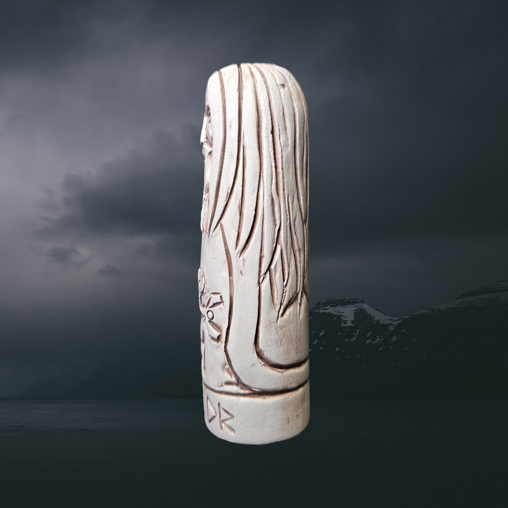 Statuette of the Norse God Baldr in Hand-Crafted Clay - Left Side View