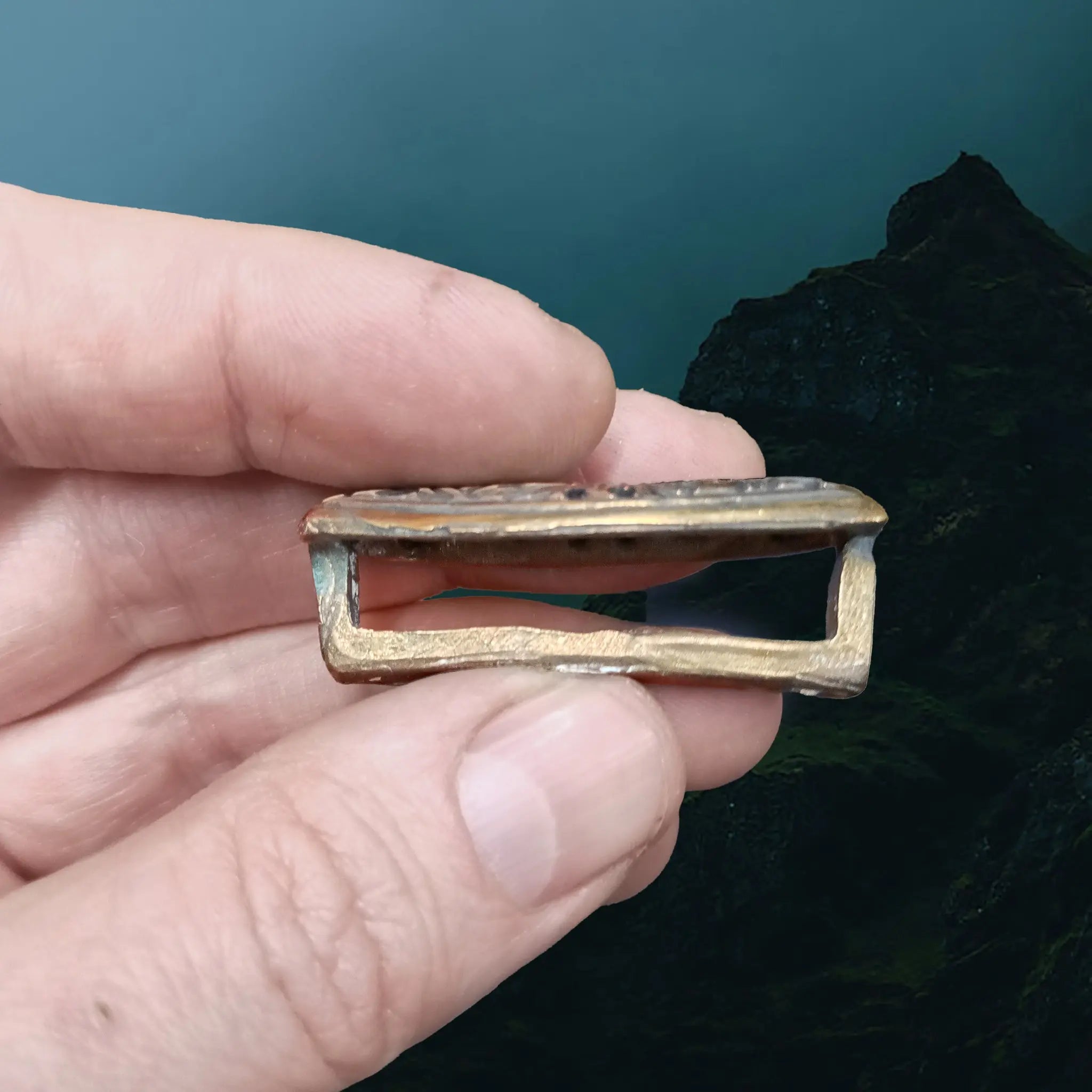 Replica Viking Slider Found in the Gokstad Ship Burial, Norway, 9th Century in Solid Bronze in Hand