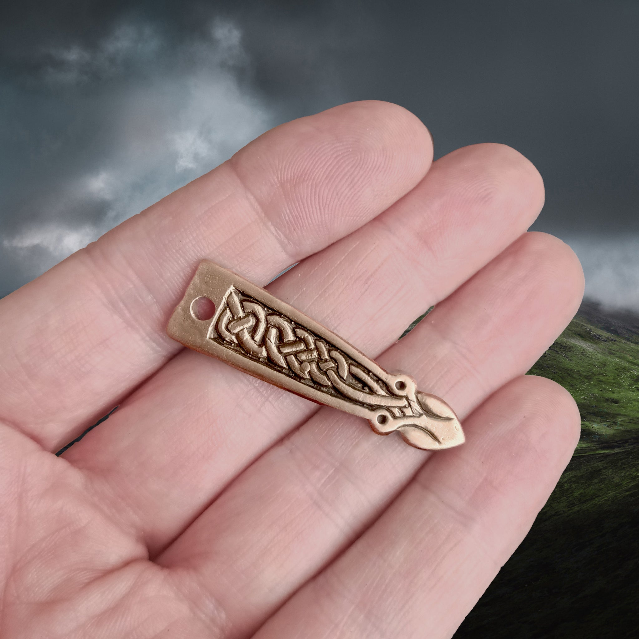 Small Bronze Viking / Saxon Strap End from York on Hand