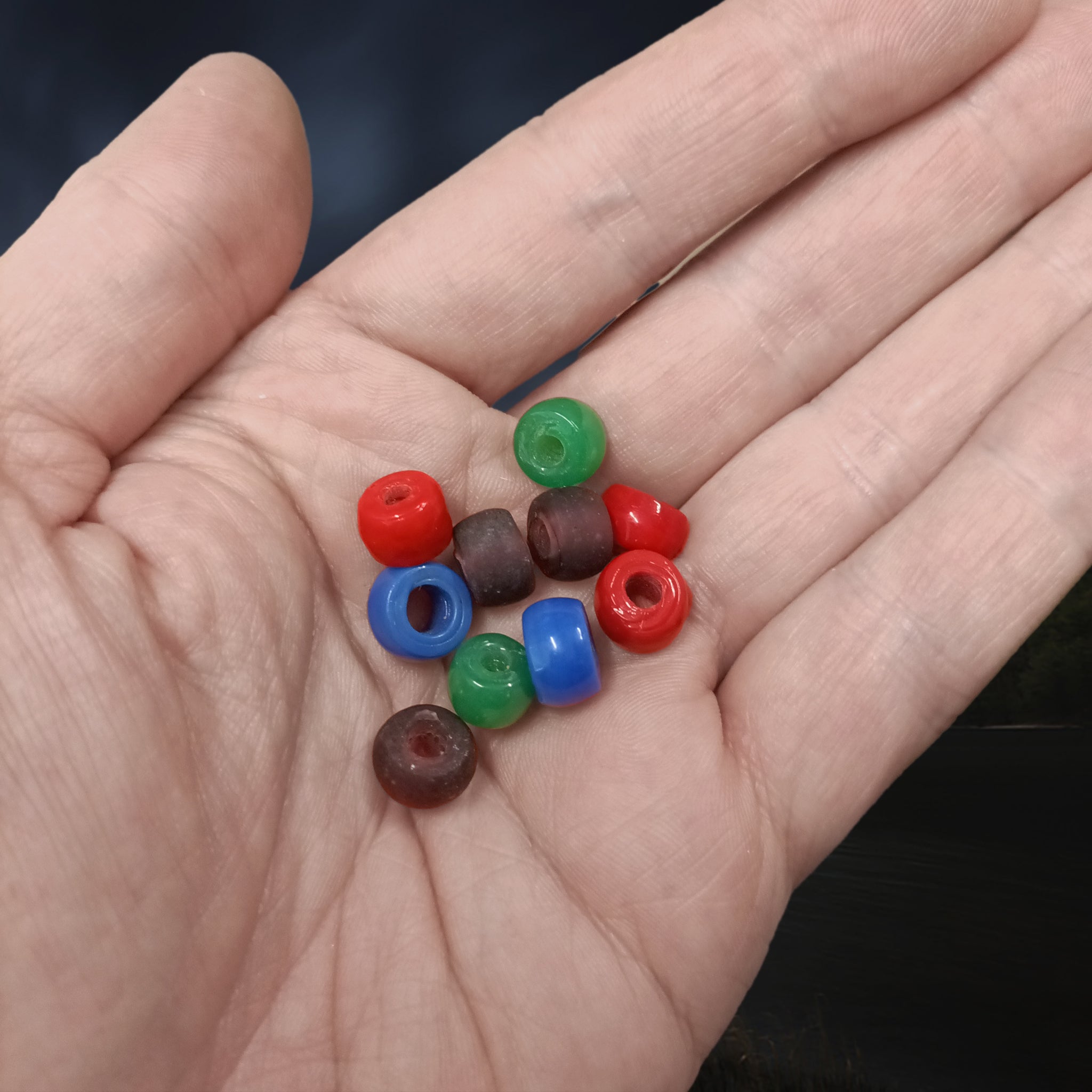 Extra Small Round Glass Viking Beads on Hand x 10