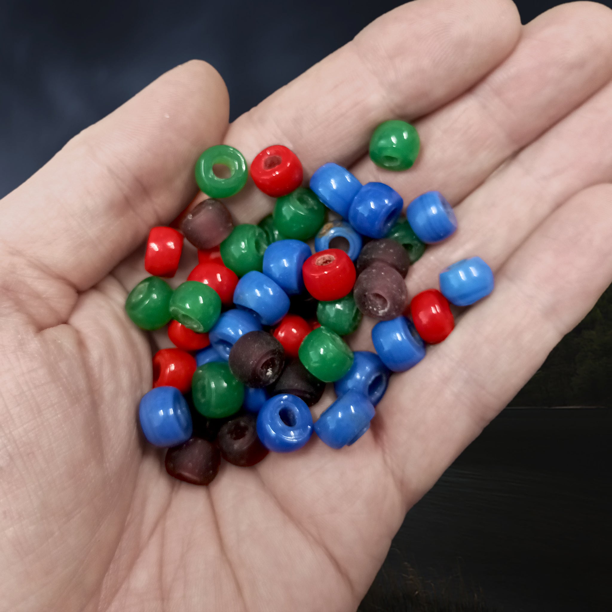 Extra Small Round Glass Viking Beads on Hand x 50