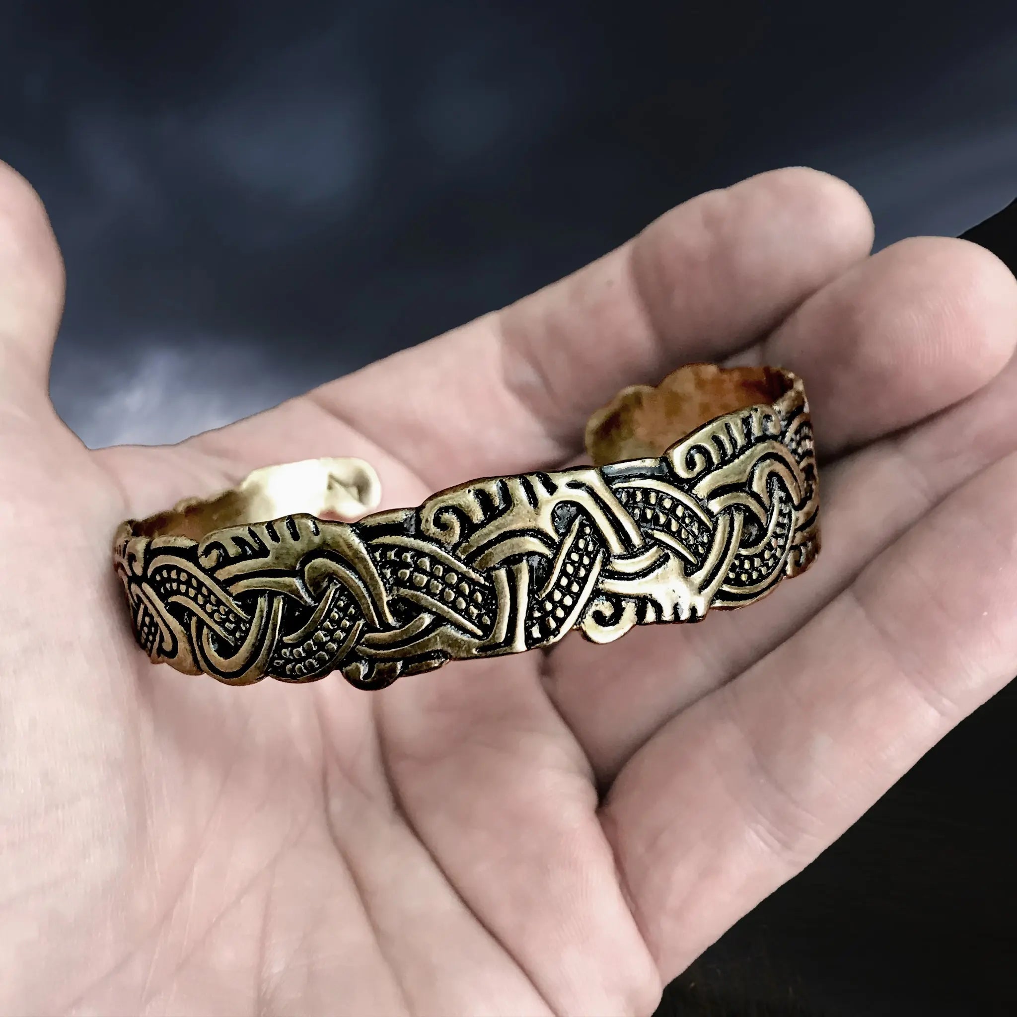 Mammen Style Viking Bronze Bracelet from The Isle of Mann in Hand