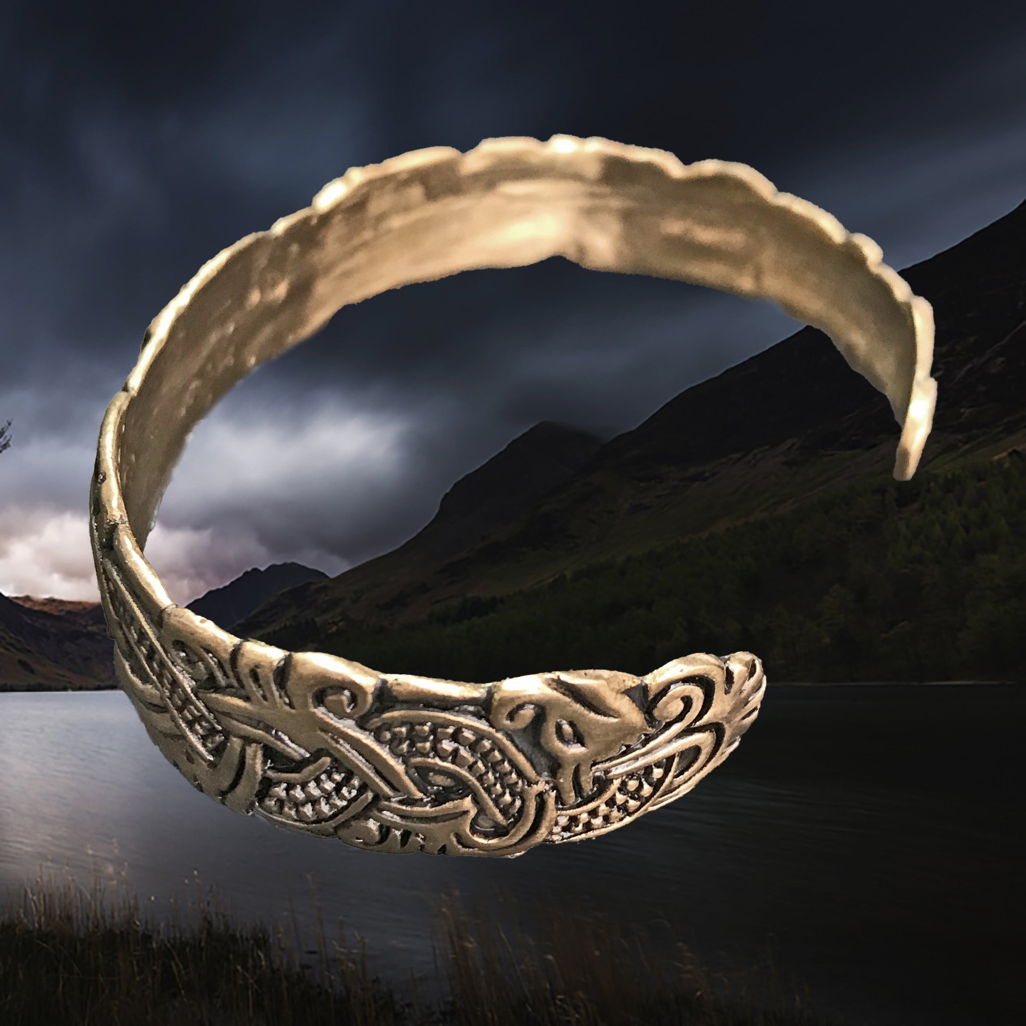 Mammen Style Viking Bronze Bracelet from The Isle of Mann - Side Angle View