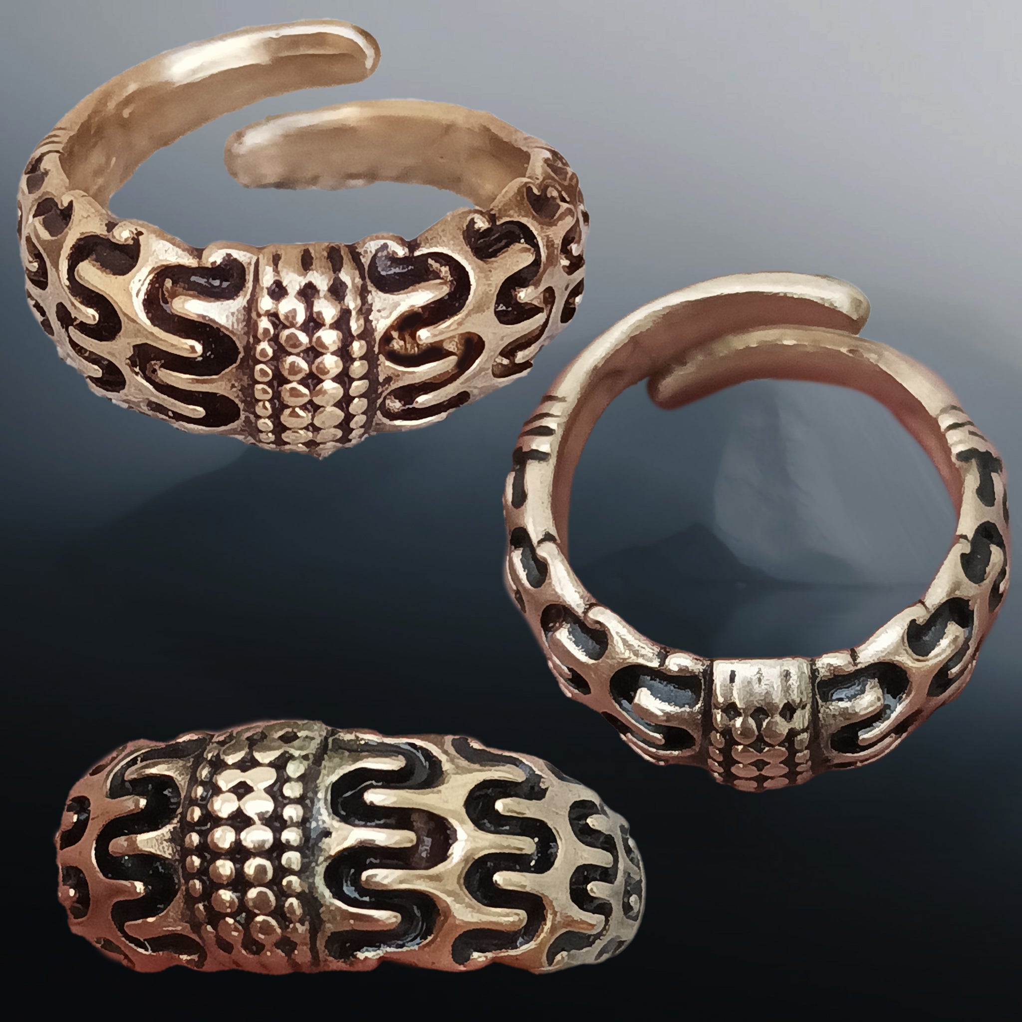 Bronze Replica Viking Ring from Orupgård, Falster, Denmark - Different Angles