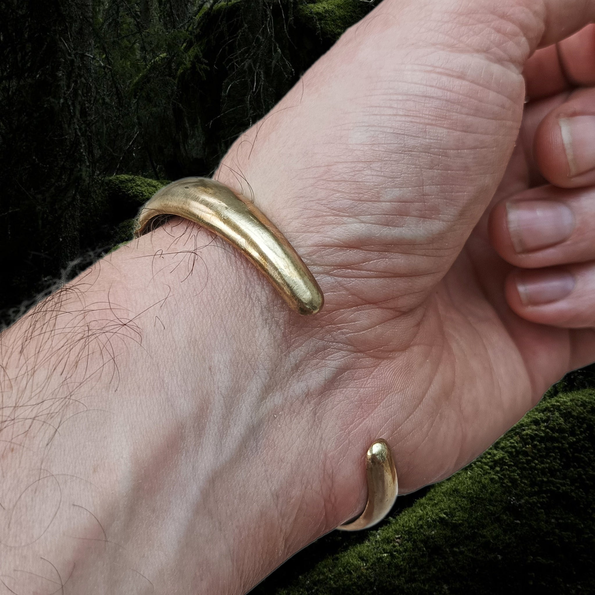 Bronze Replica Viking Bracelet / Arm Ring from Falster on Wrist - Back View