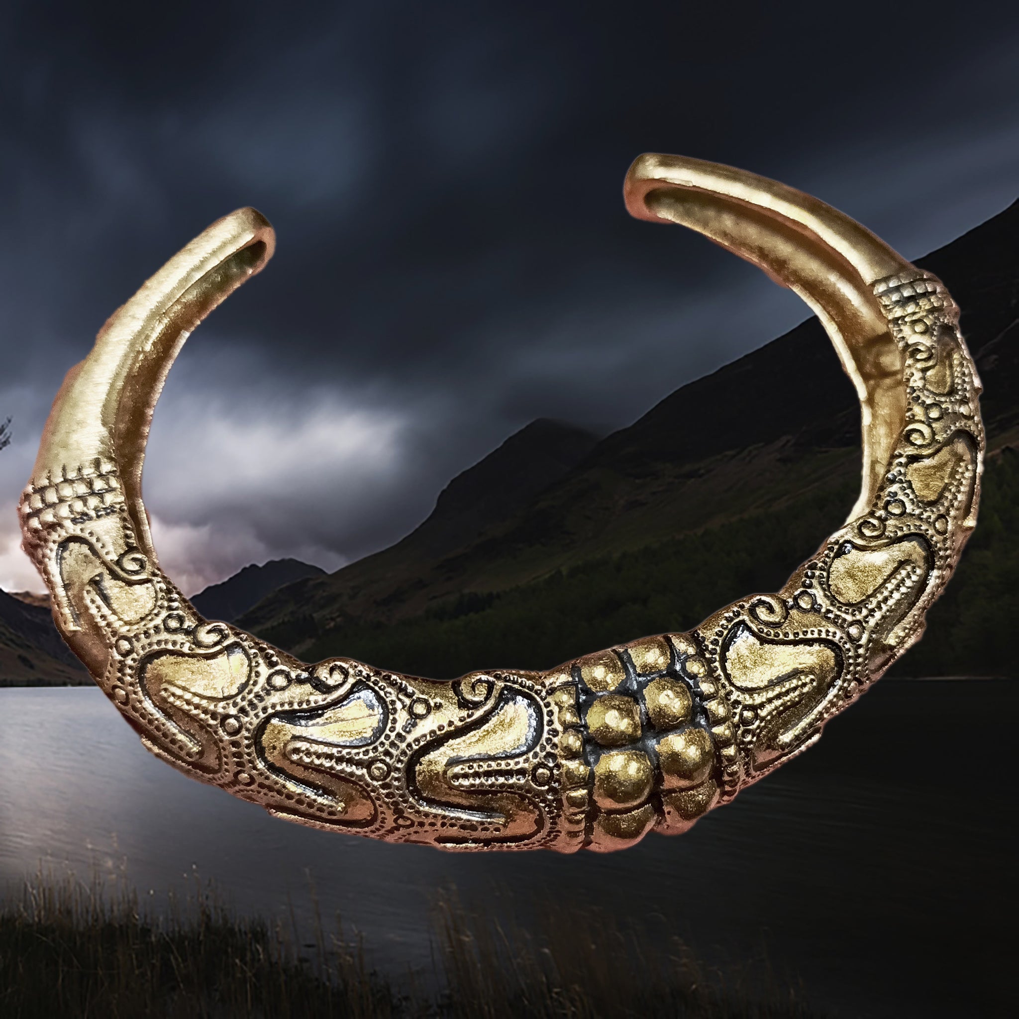 Bronze Replica Viking Bracelet / Arm Ring from Orupgard - Above Angle View