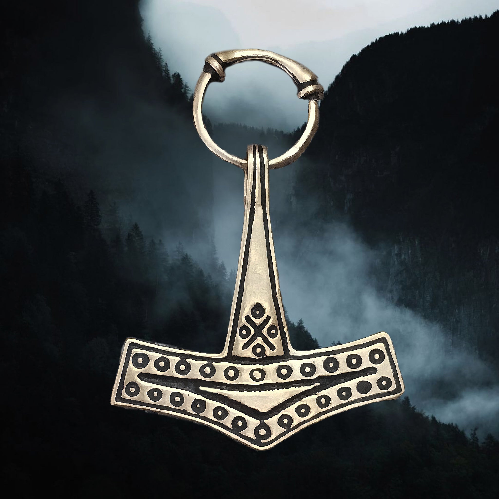 Bronze Rømersdal Replica Thors Hammer Pendant with Top Ring