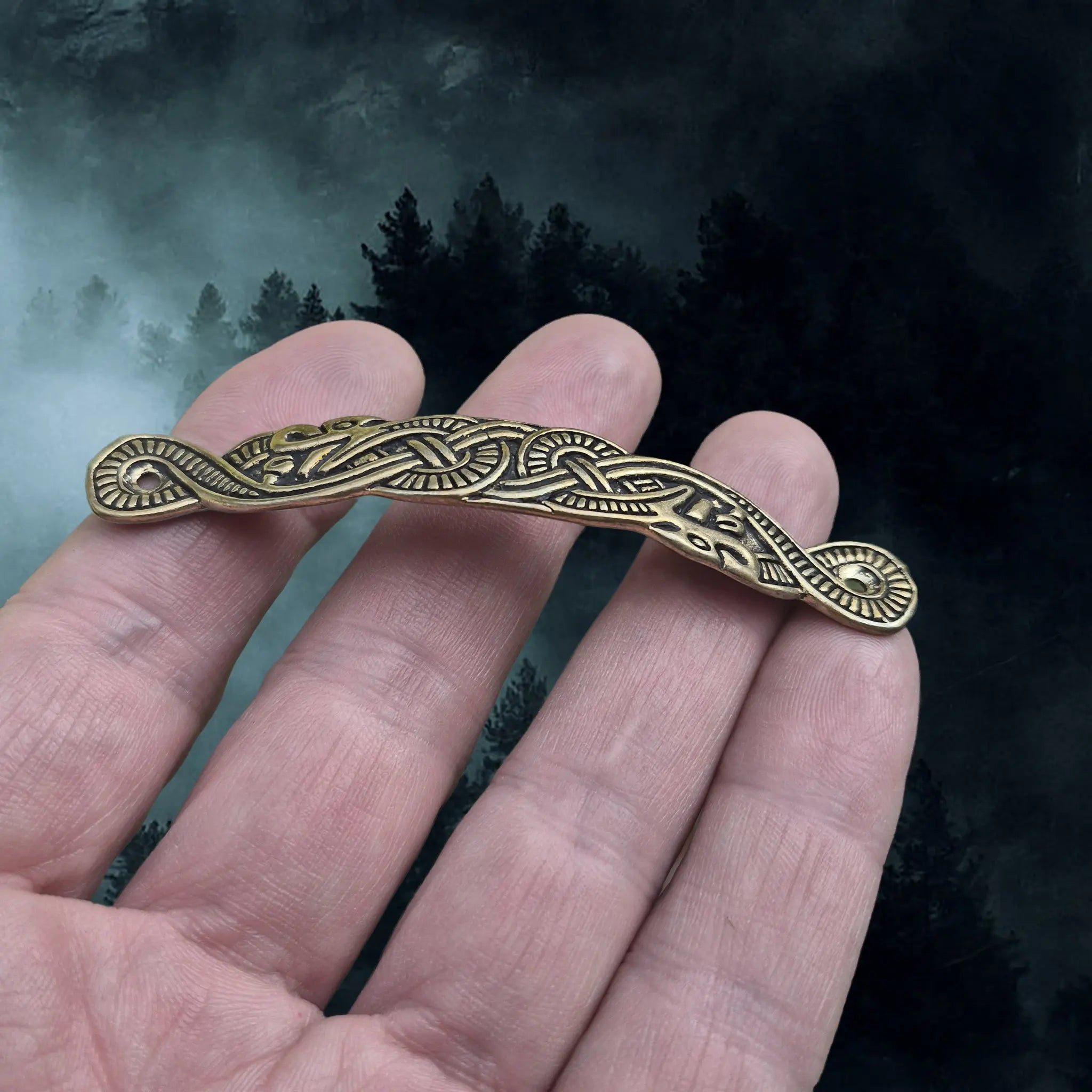 Viking Age Replica Scabbard Bridge Mount with Serpent Design