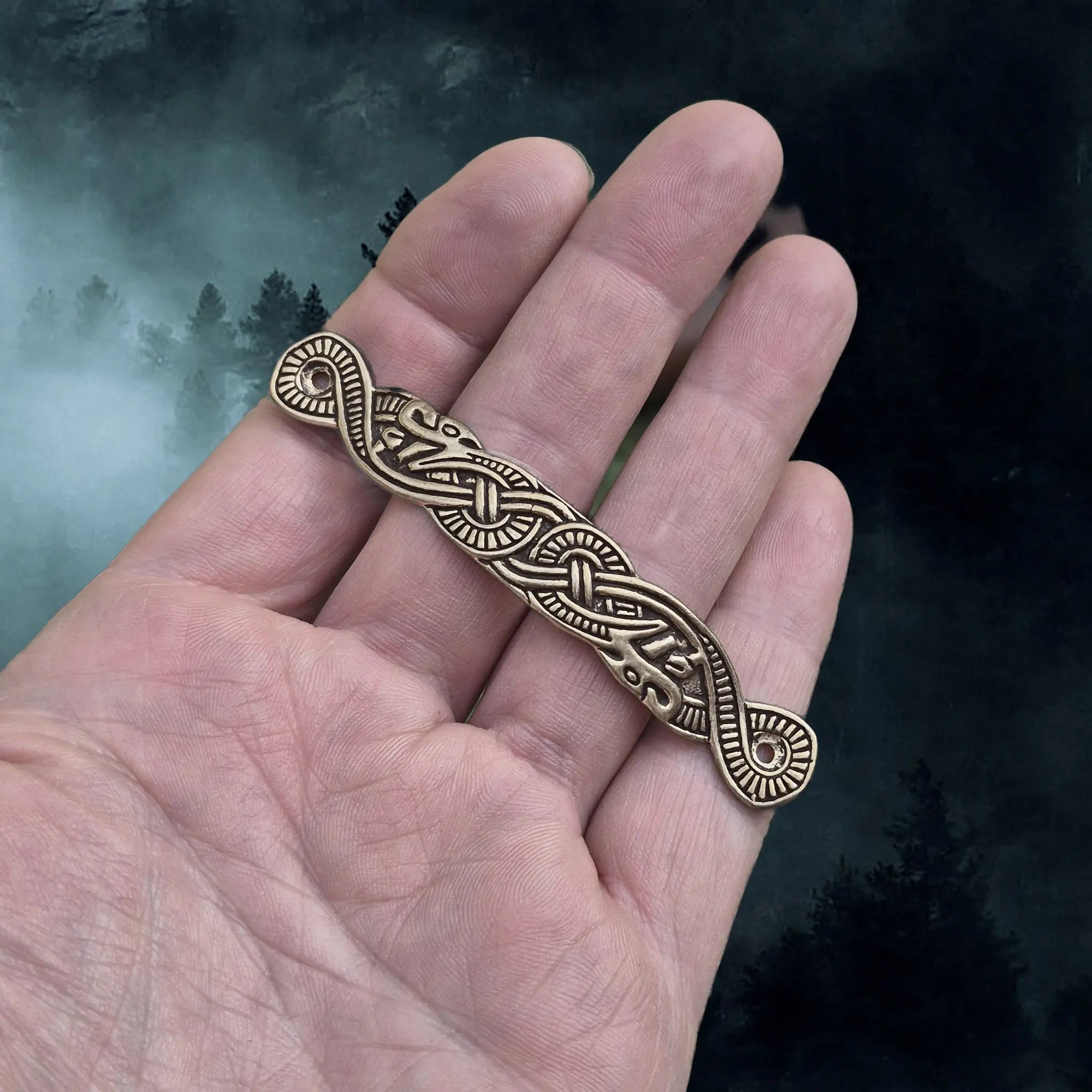 Viking Age Replica Scabbard Bridge Mount with Serpent Design