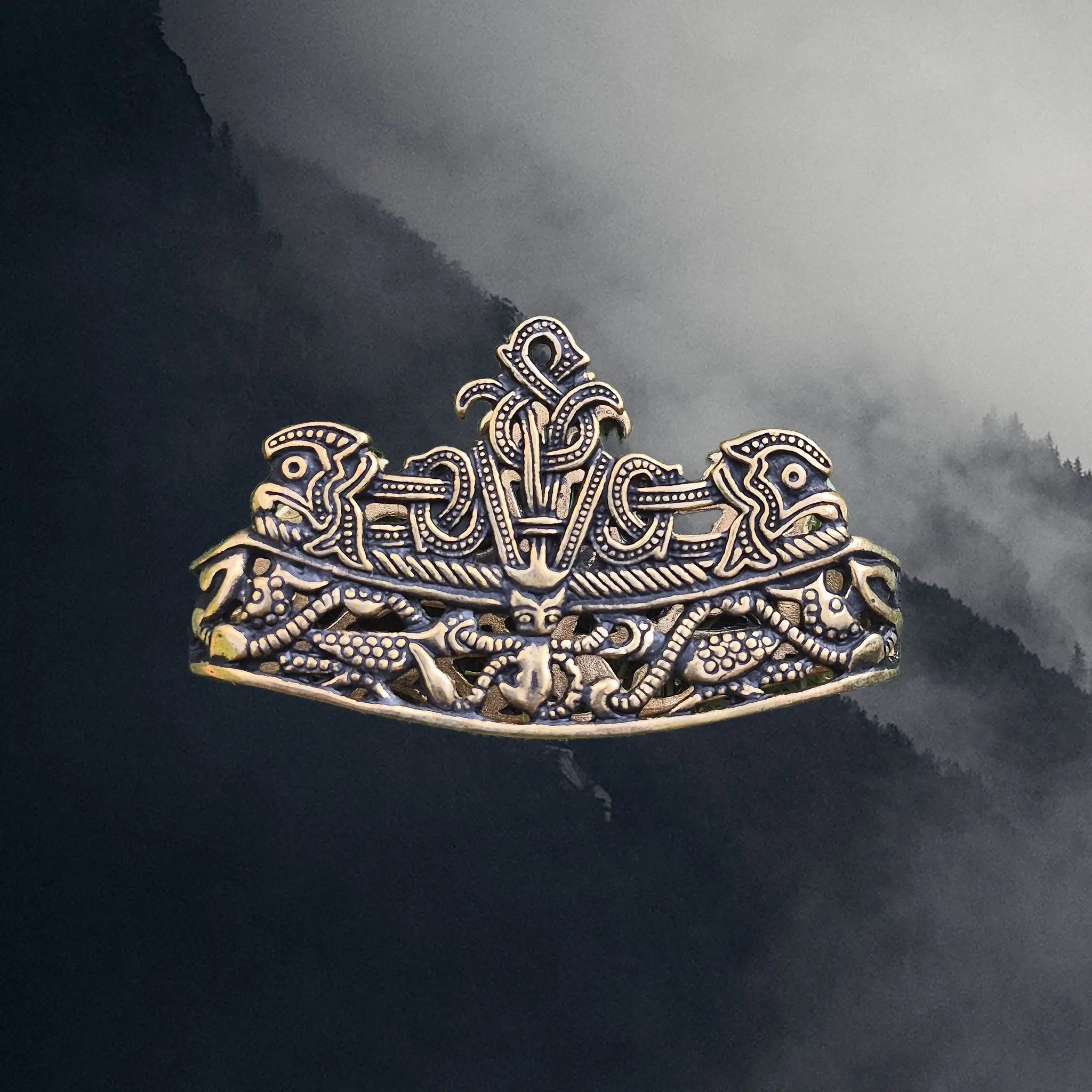 Viking Age Bronze Replica Viking Scabbard Mouth from Dybek, Skåne, Sweden