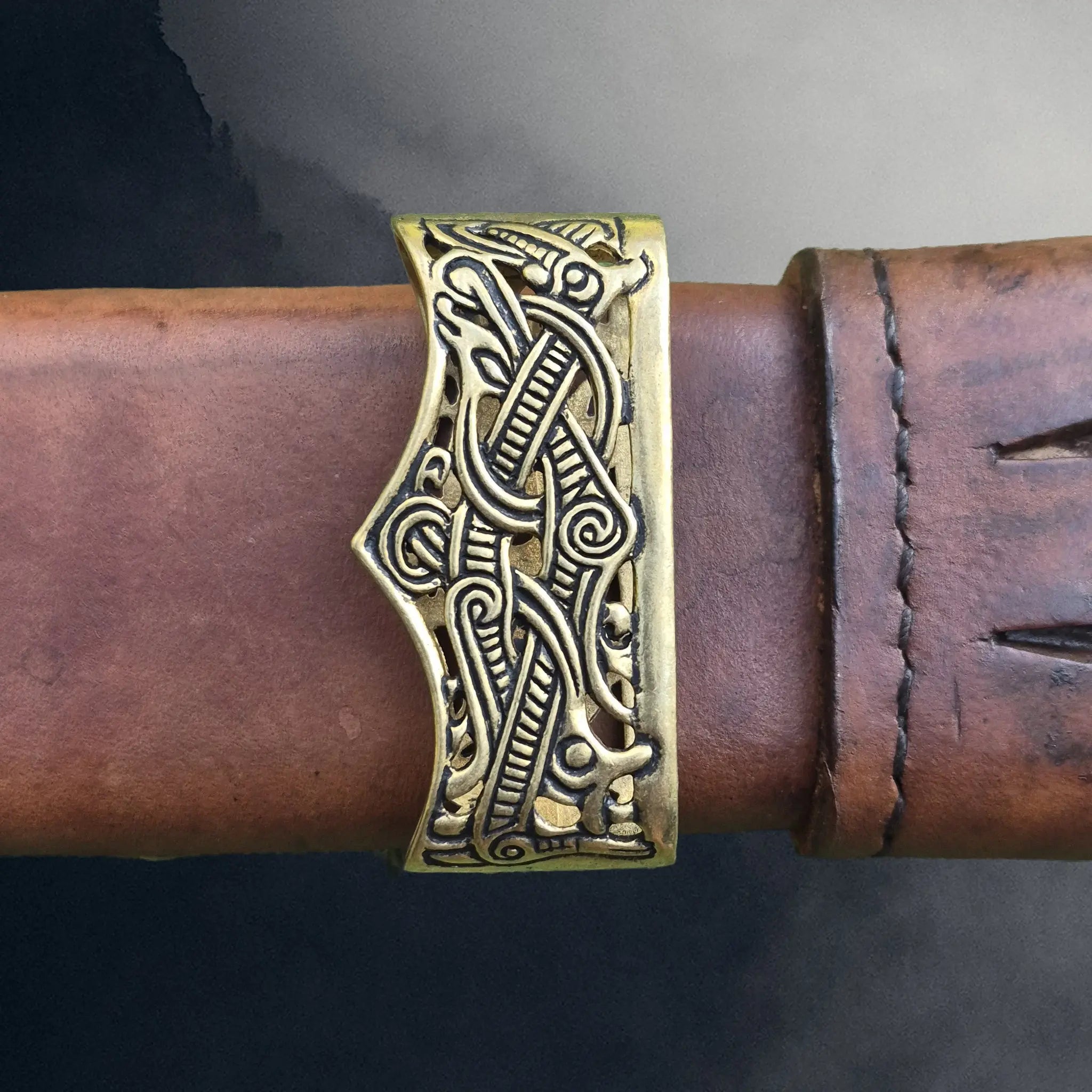 Viking Age Bronze Scabbard Mouth in Jelling Style - 10th Century on Scabbard - Loosely