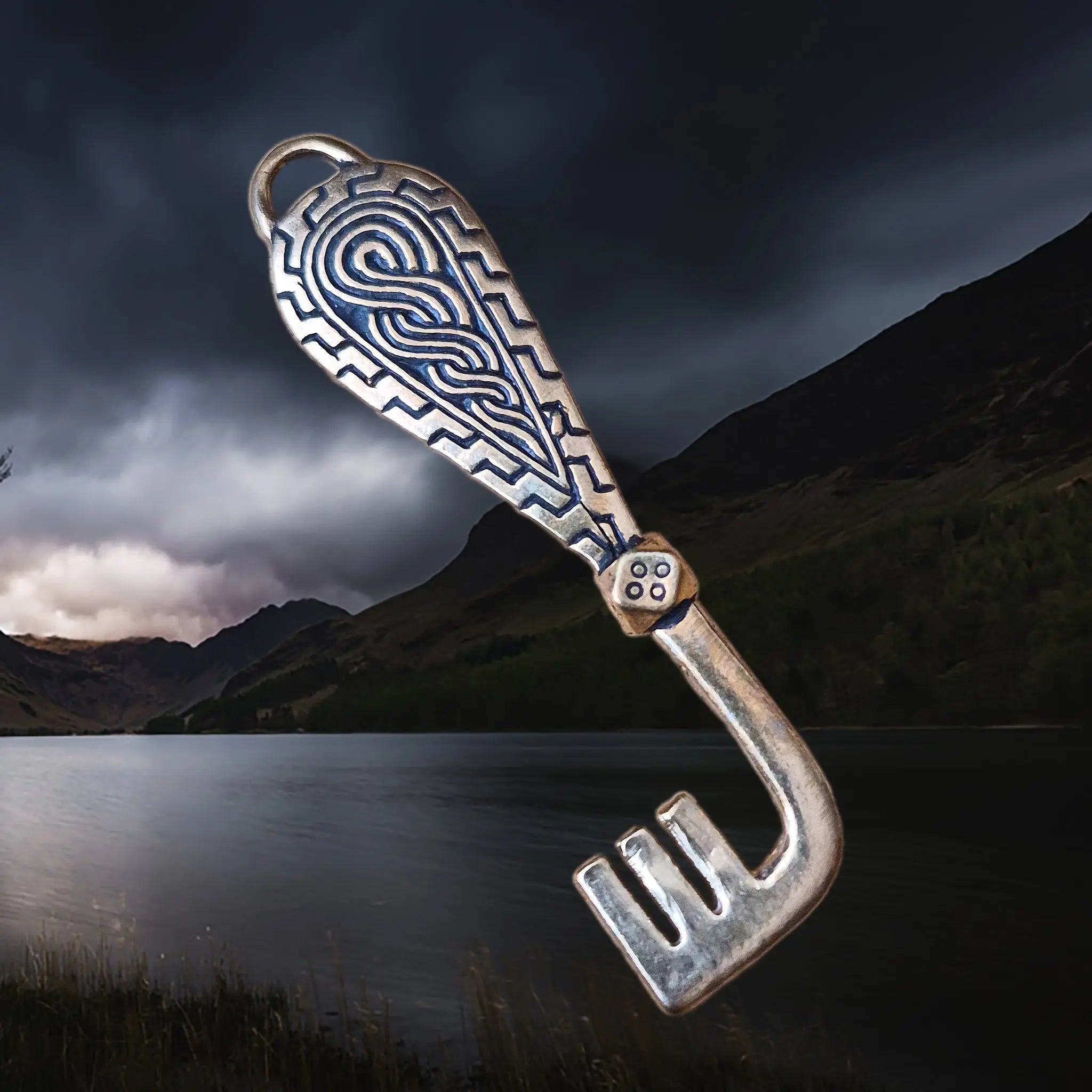 Viking Age Grave Find Replica Bronze Viking Casket Key Pendant - Angled