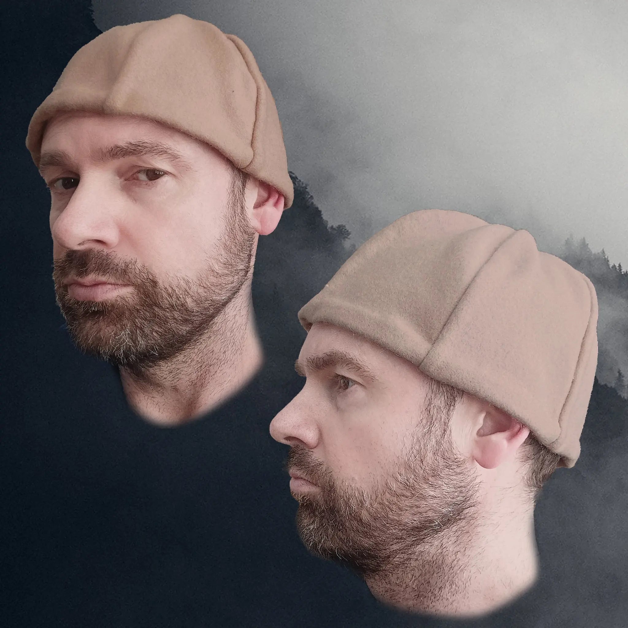 6 Panel Wool Viking Hat from Birka - Beige - Large