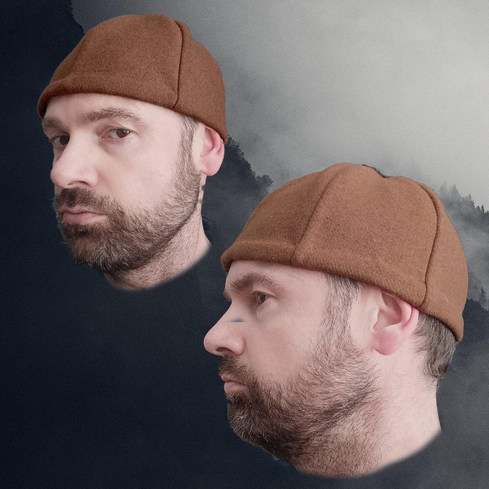 6 Panel Wool Viking Hat from Birka - Brown - Medium