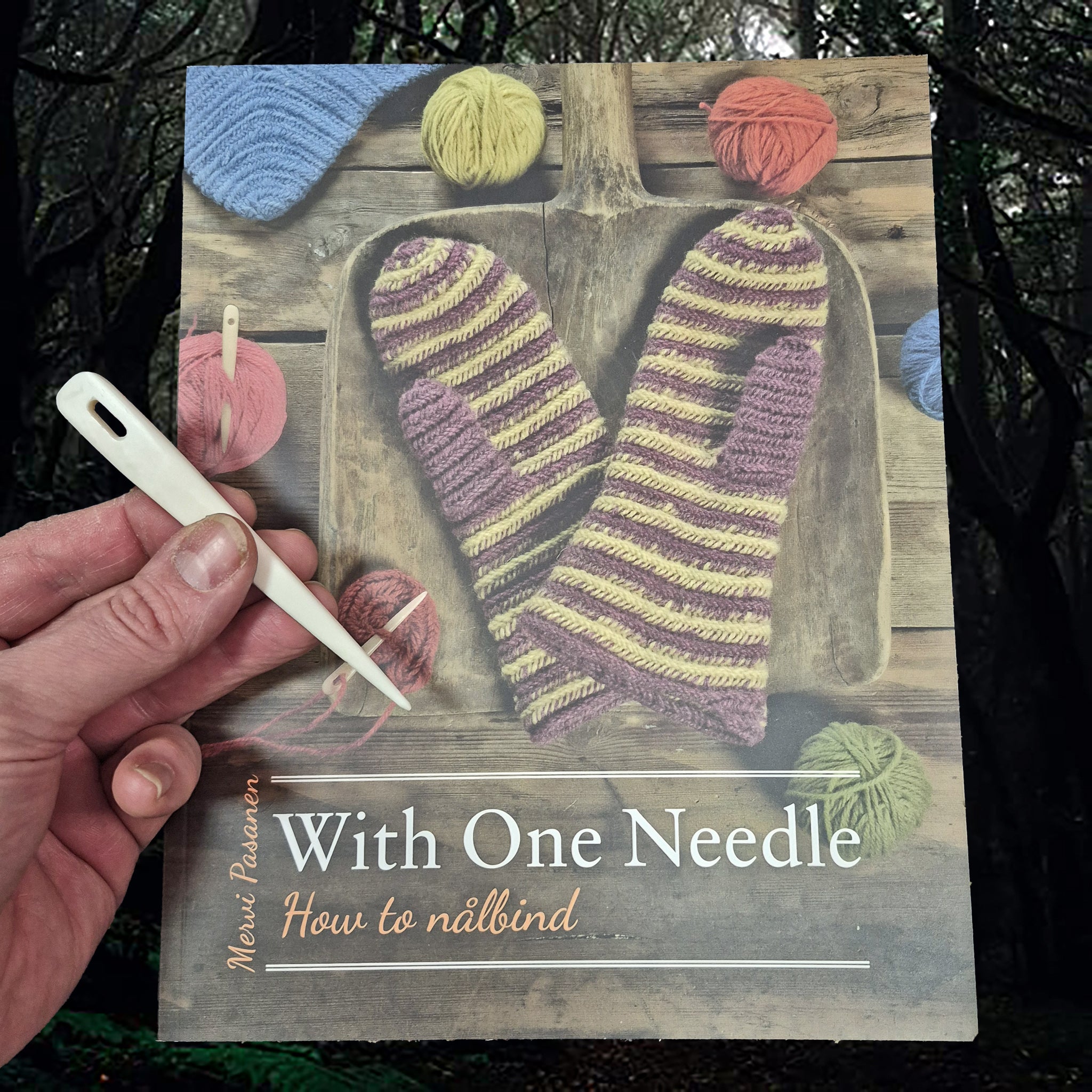 With One Needle - How to Nålbind Book - Mervi Pasanen - with Nailbinding Needle