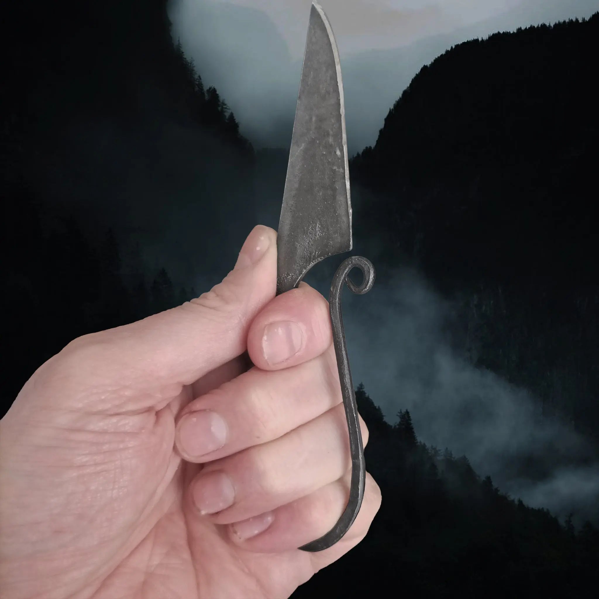 Hand-Forged Woman's Replica Viking Age / Iron Age Knife in Gripped Hand