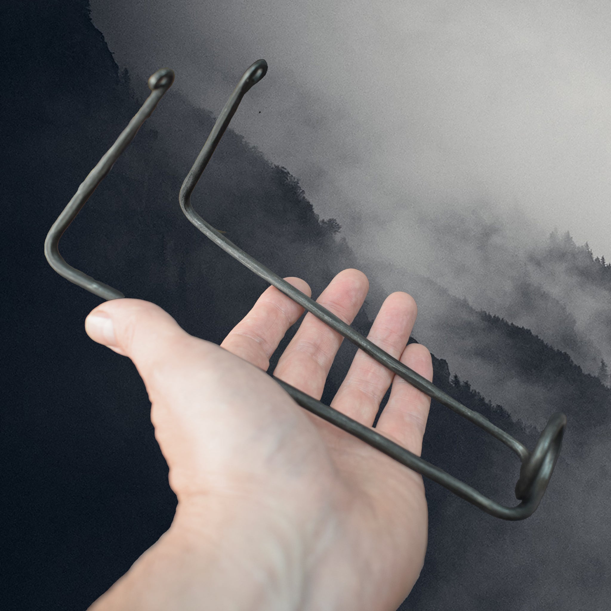 Hand-Forged Iron Horn Stand for Small Viking Drinking Horns in Hand