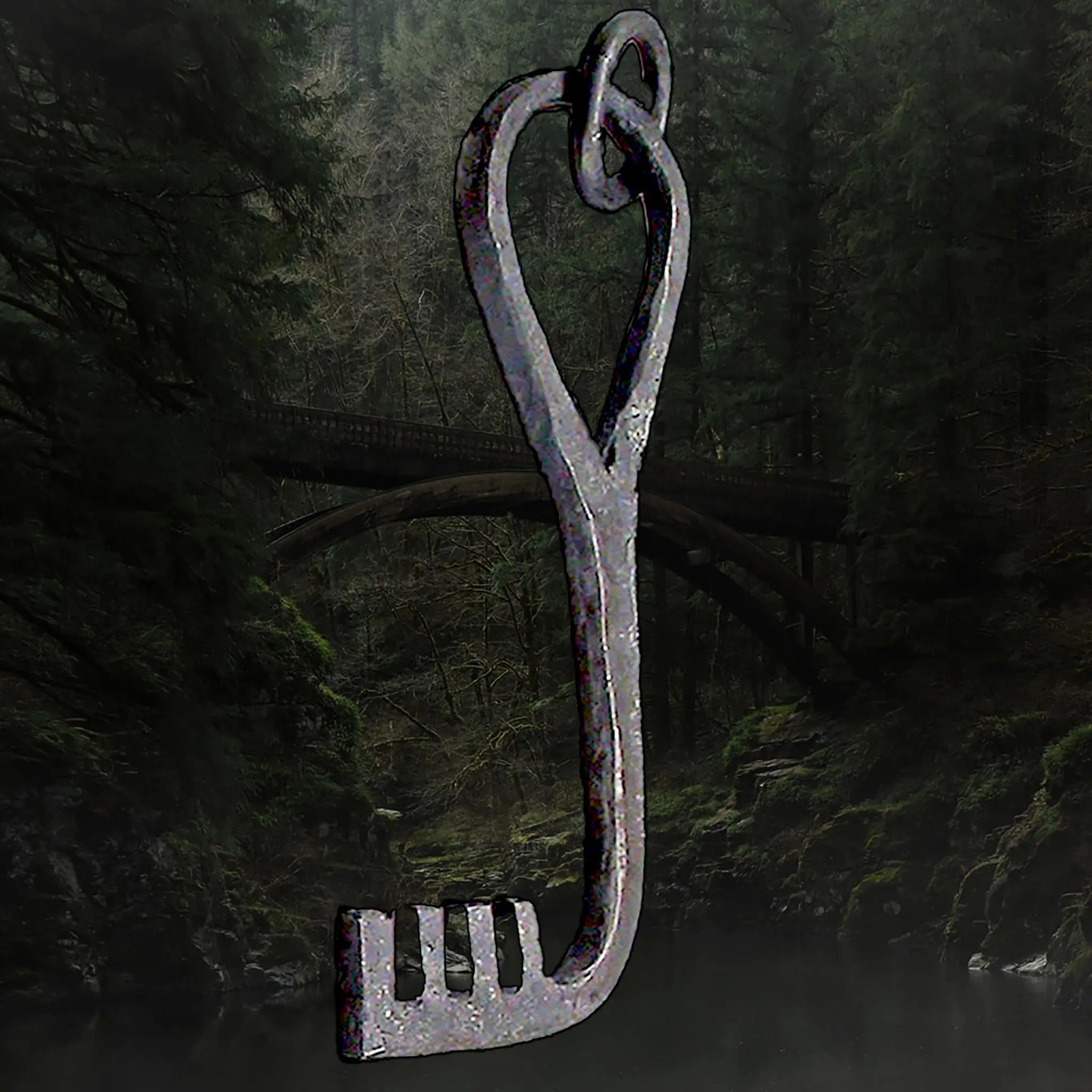 Large, Hand-Forged Iron Viking Key Replica with Iron Suspension Ring