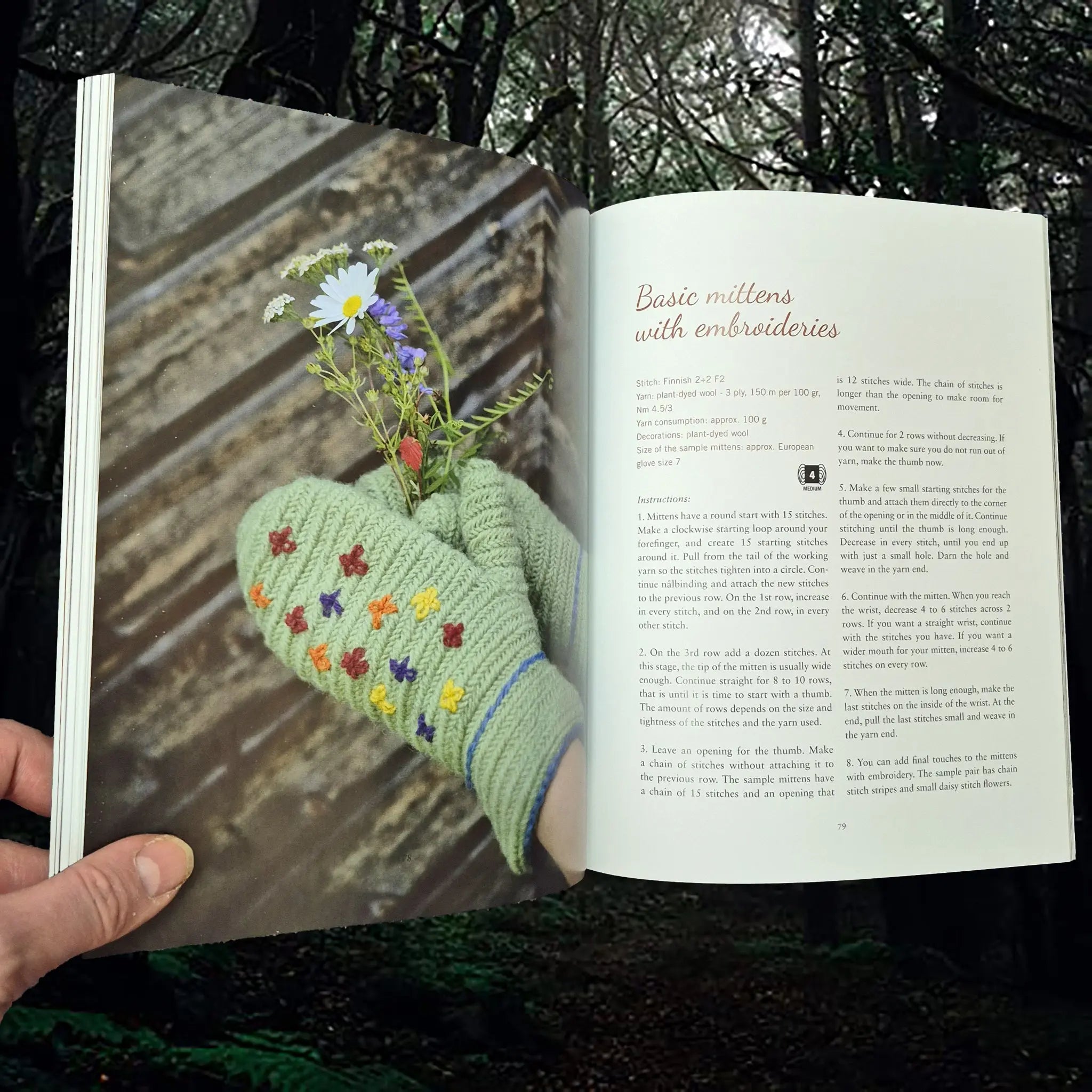 With One Needle - How to Nålbind Book - Mervi Pasanen - Inside the Book - Basic Mittens with Embroideries
