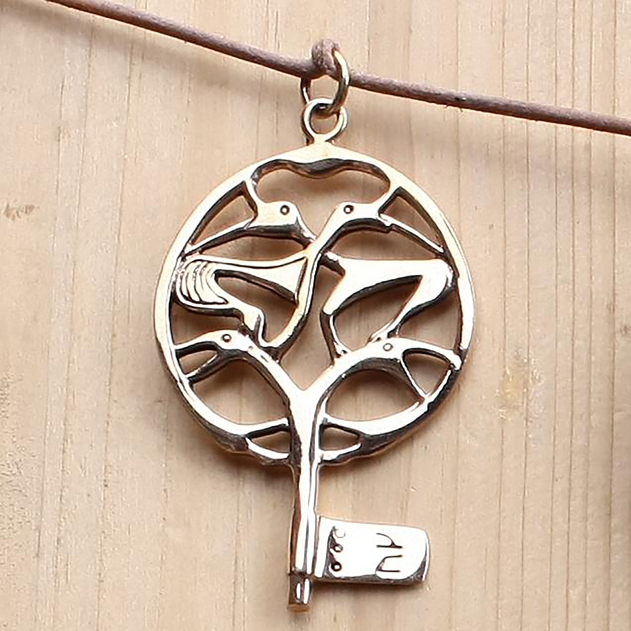 Bronze Large Round Viking Key Pendant from Uppakra on Leather Thong