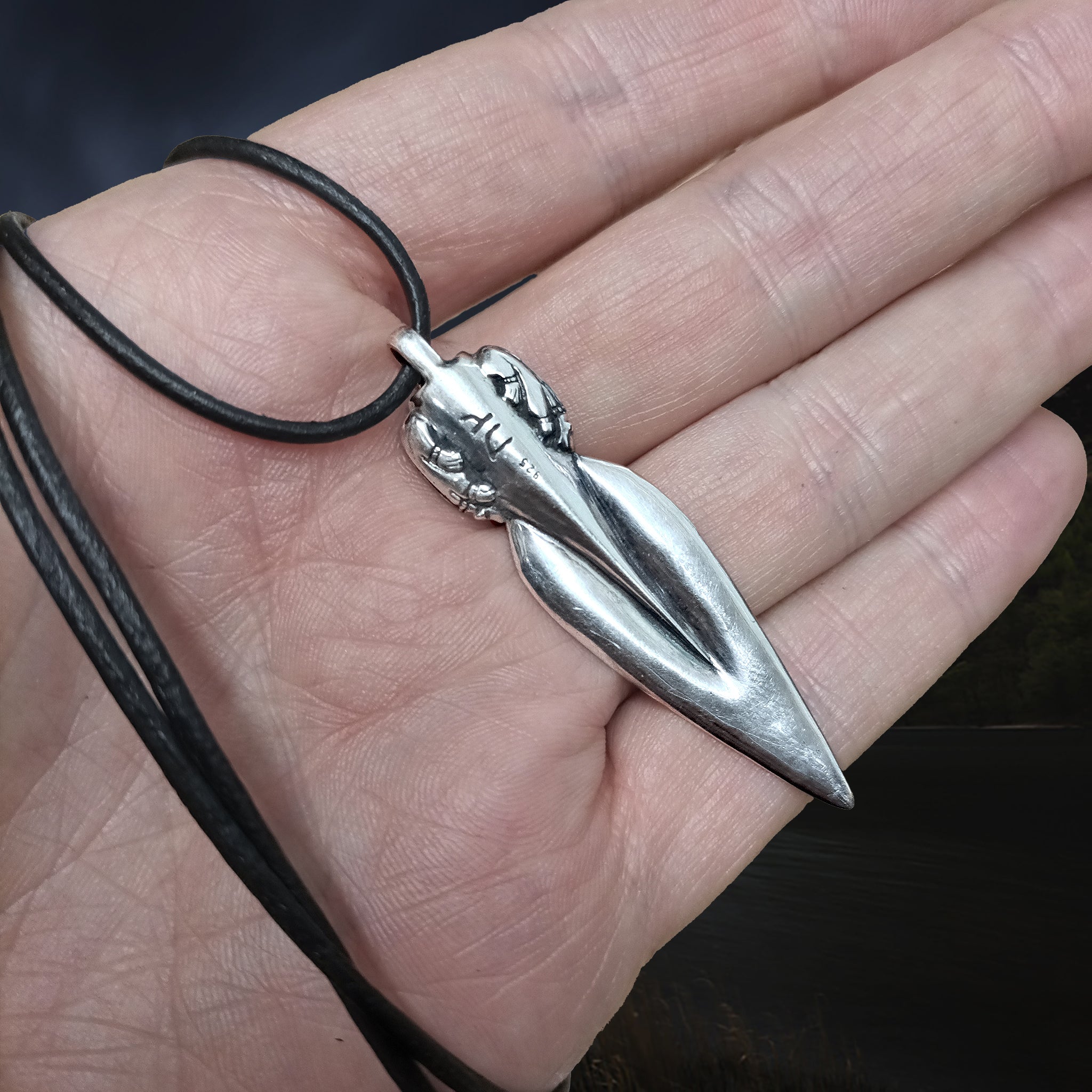 Large Silver Viking Bear Spear Pendant - on Hand