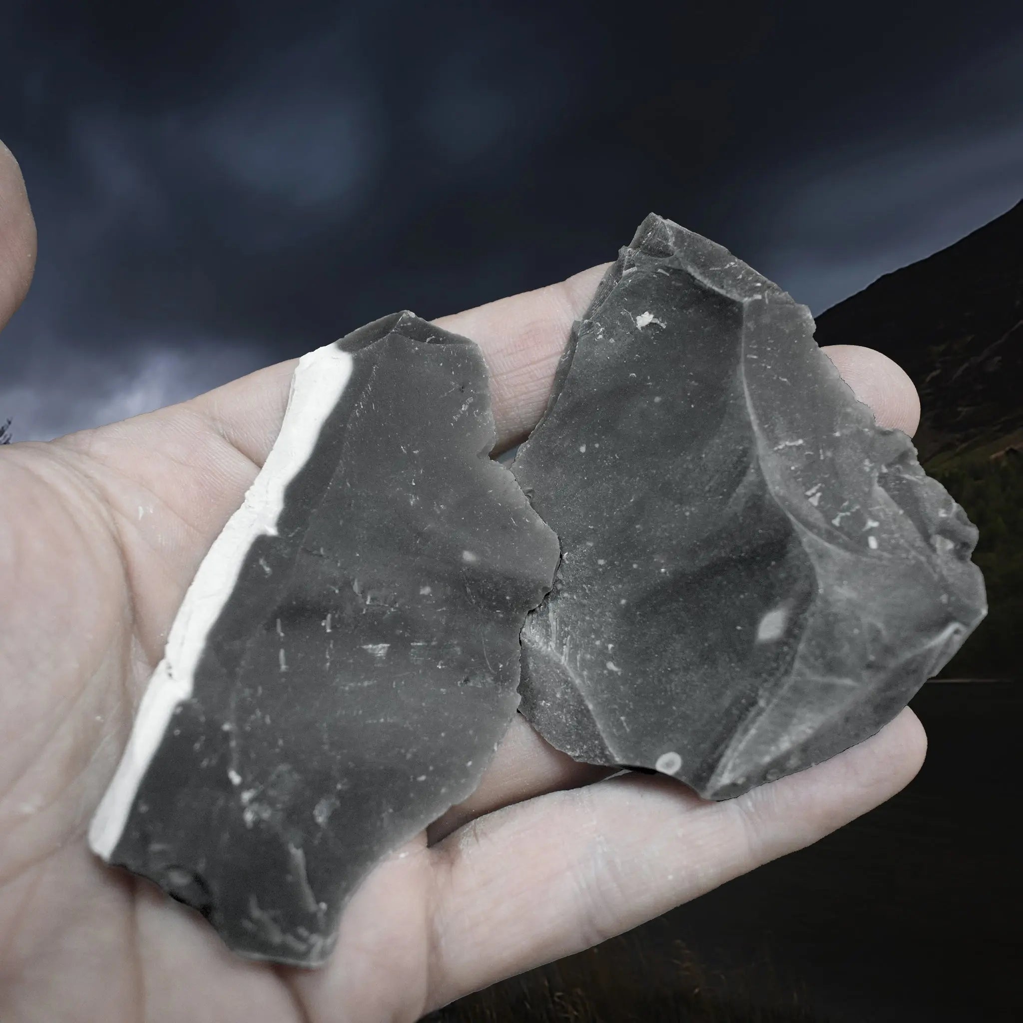 Hand-Knapped Medium Flint Flakes x 2 from the UK on Hand