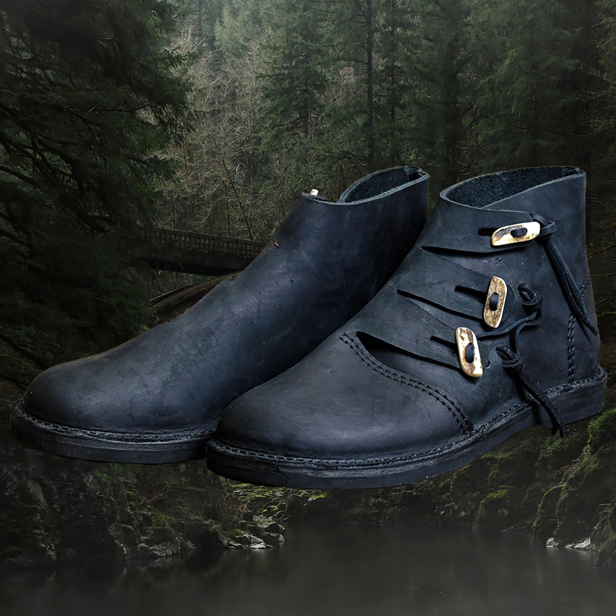 Authentic Viking Hedeby Leather Footwear. Handcrafted Historical Reenactment Shoes for Medieval Enthusiasts