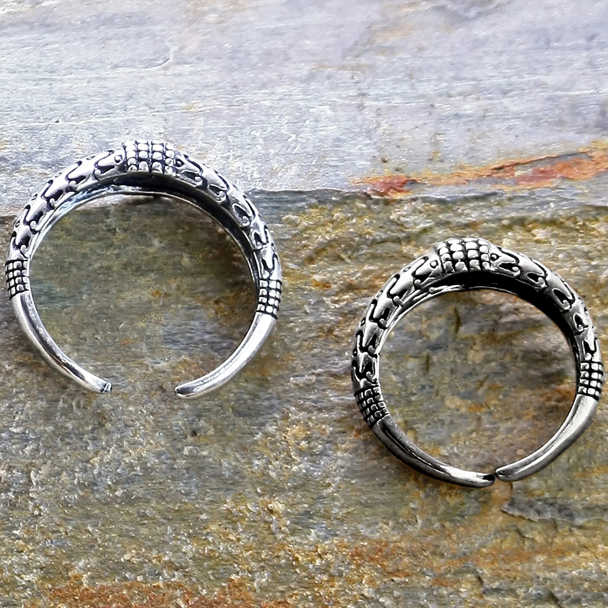 Replica Viking Ring from Orupgård, Falster in Denmark in Sterling Silver on Rock - Small & Large