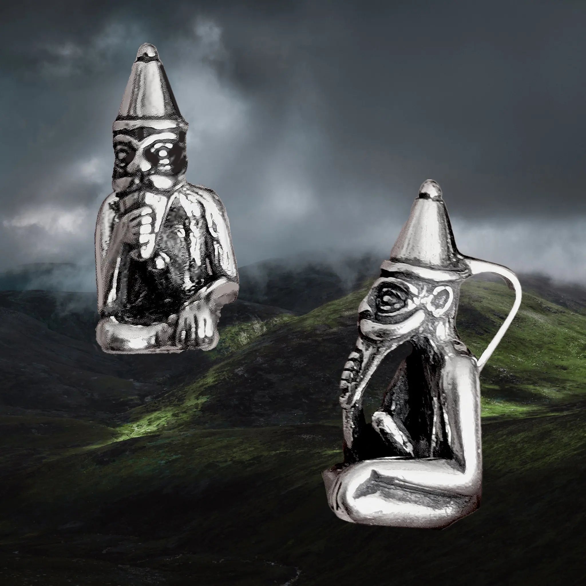 The Norse Fertility God Freyr in 925 Sterling Silver - Front & Side View