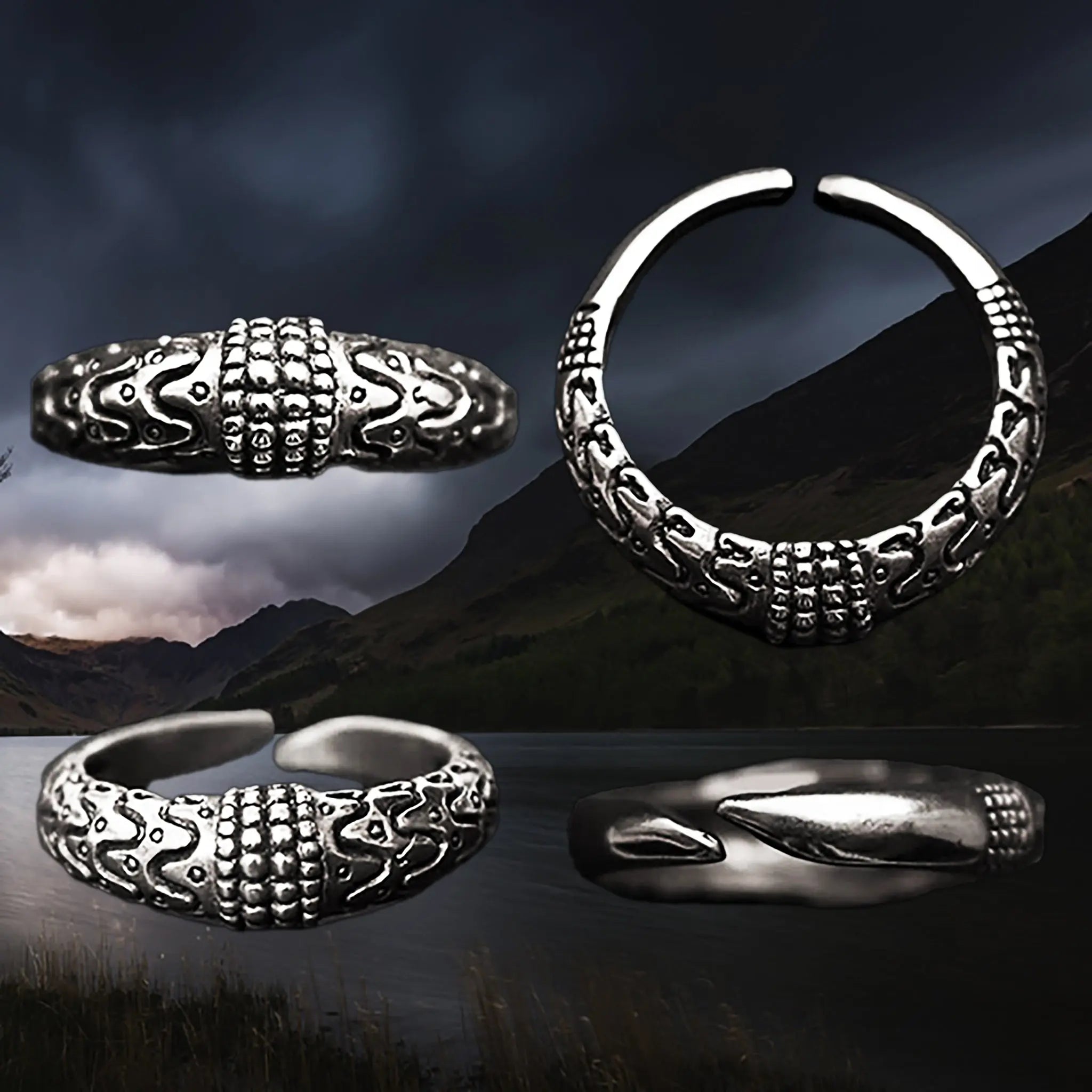 Replica Viking Ring from Orupgård, Falster in Denmark in Sterling Silver - Different Angles