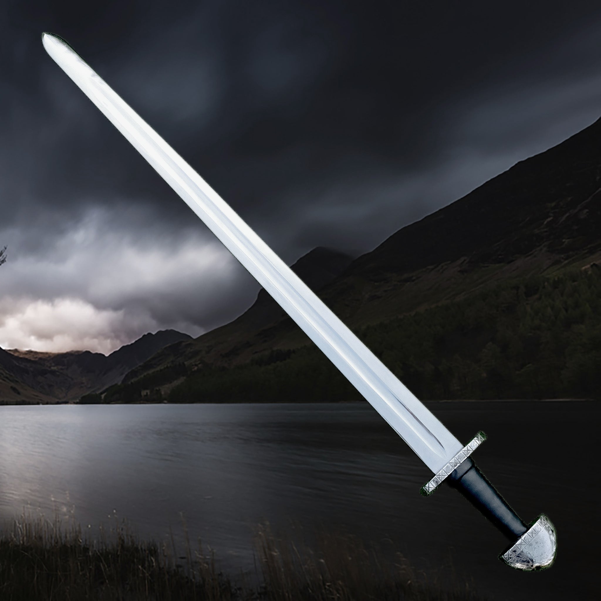 Blunt Reenactment Viking Long Sword with Decorated Hilt