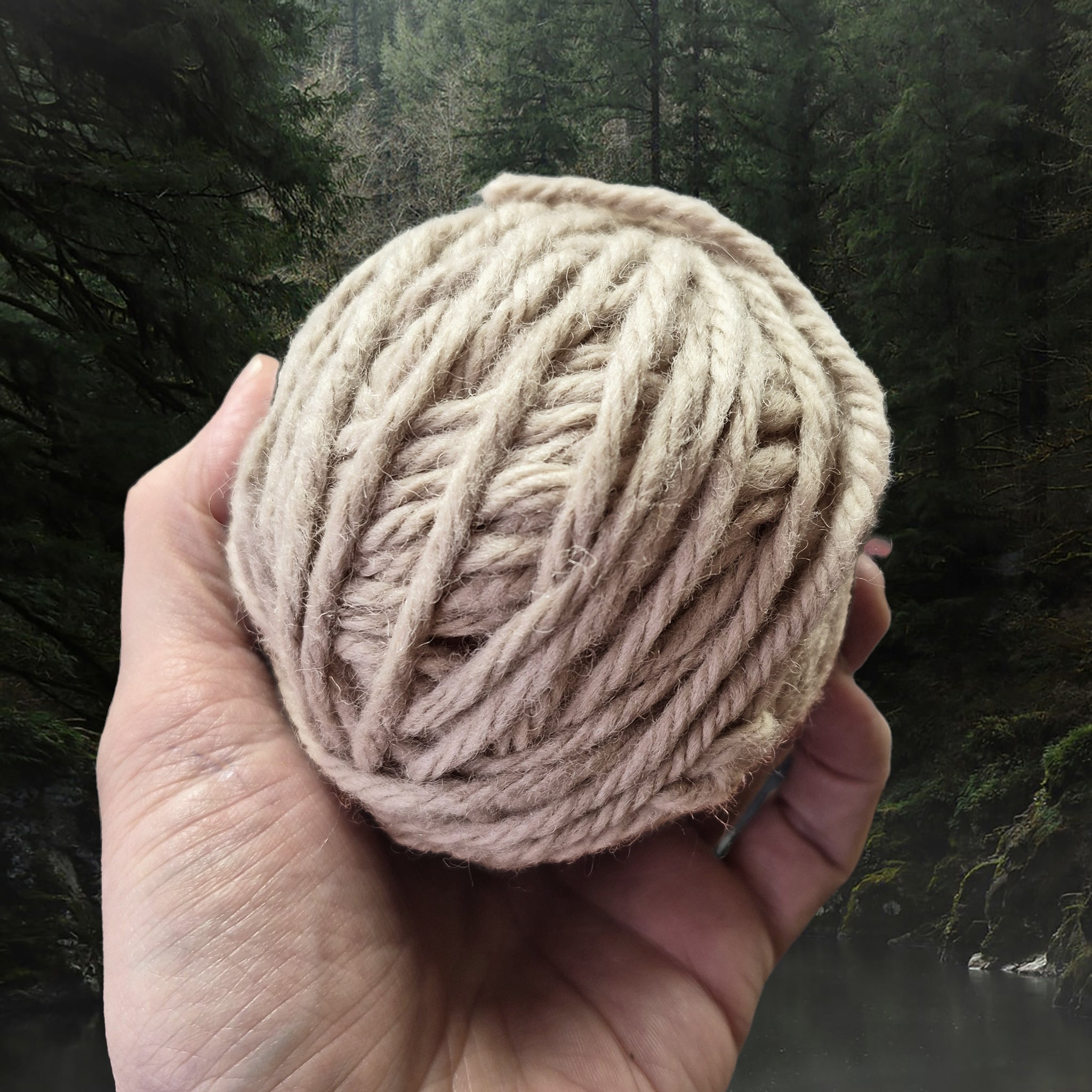 Authentic Nailbinding Chunky Shetland Wool Yarn Ball in Natural Light Brown