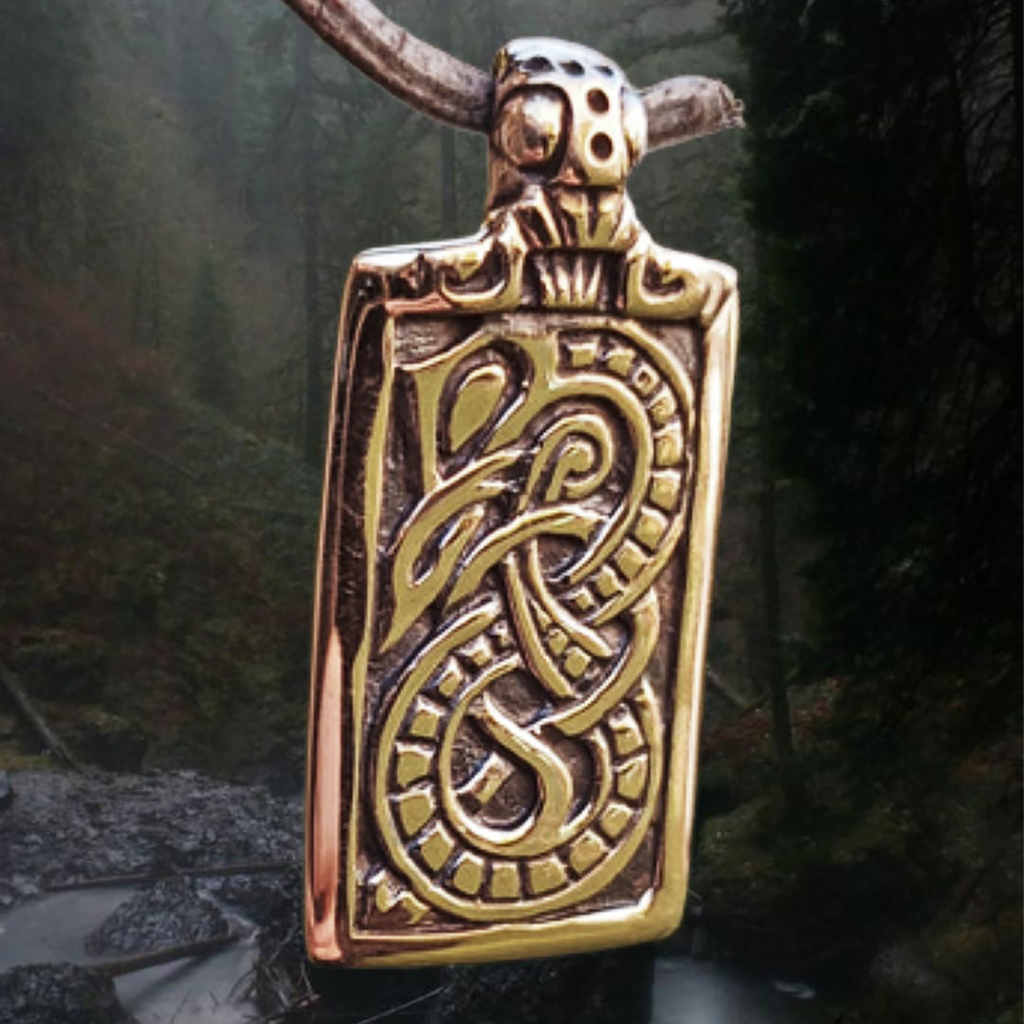 Bronze Jelling Serpent Pendant - Bronze Viking Jewelry