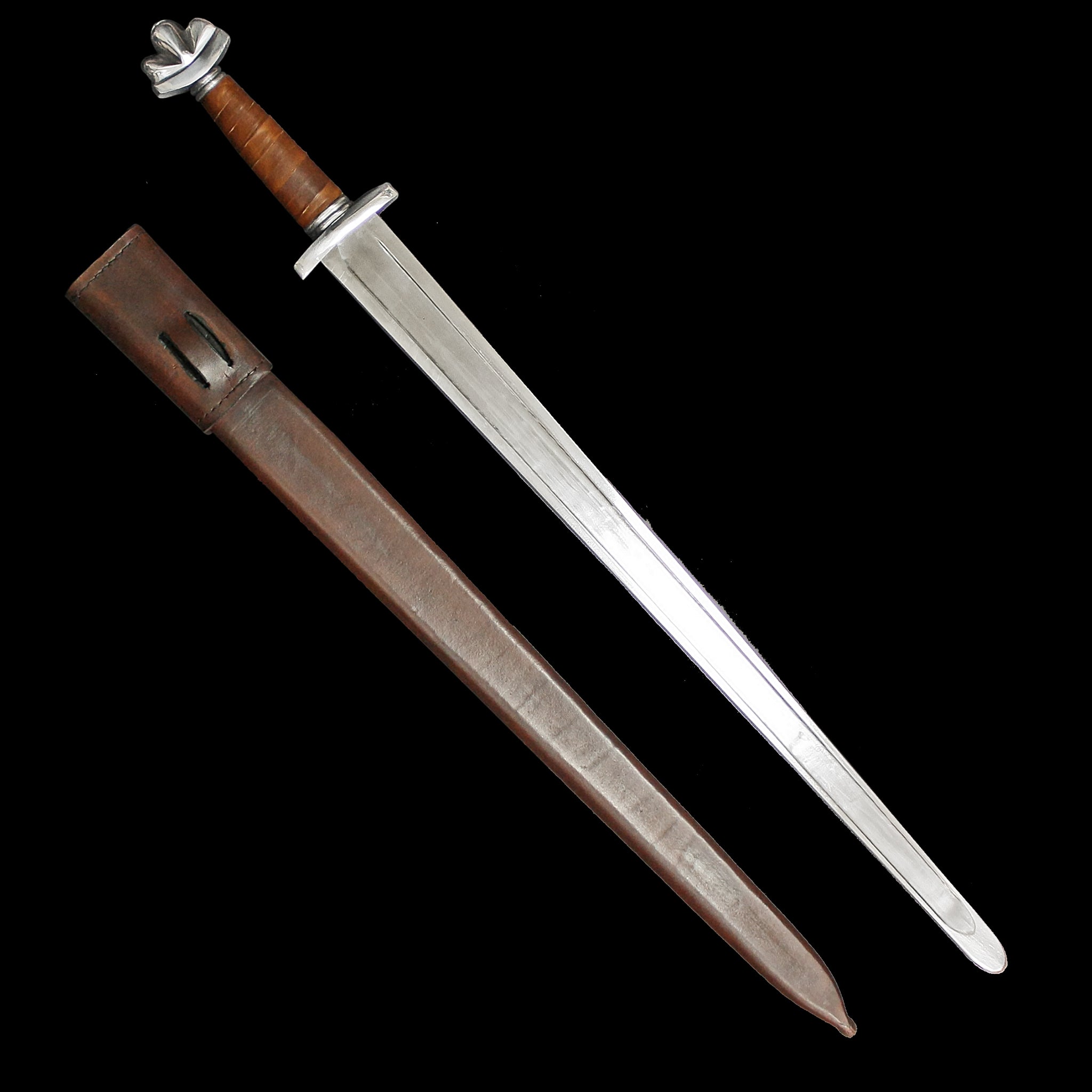 Viking / Saxon Sword with Tri-Lobe Pommel with Scabbard