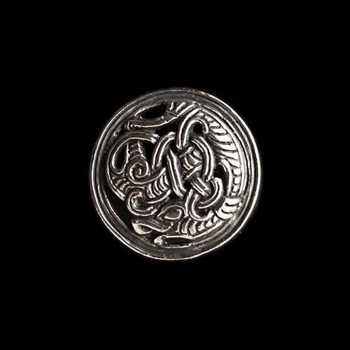 Gripping Beast Disc Brooch - Silver - Viking Brooches