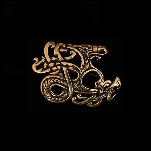 Viking Ringerike Dragon Brooch - Bronze - Viking Brooches