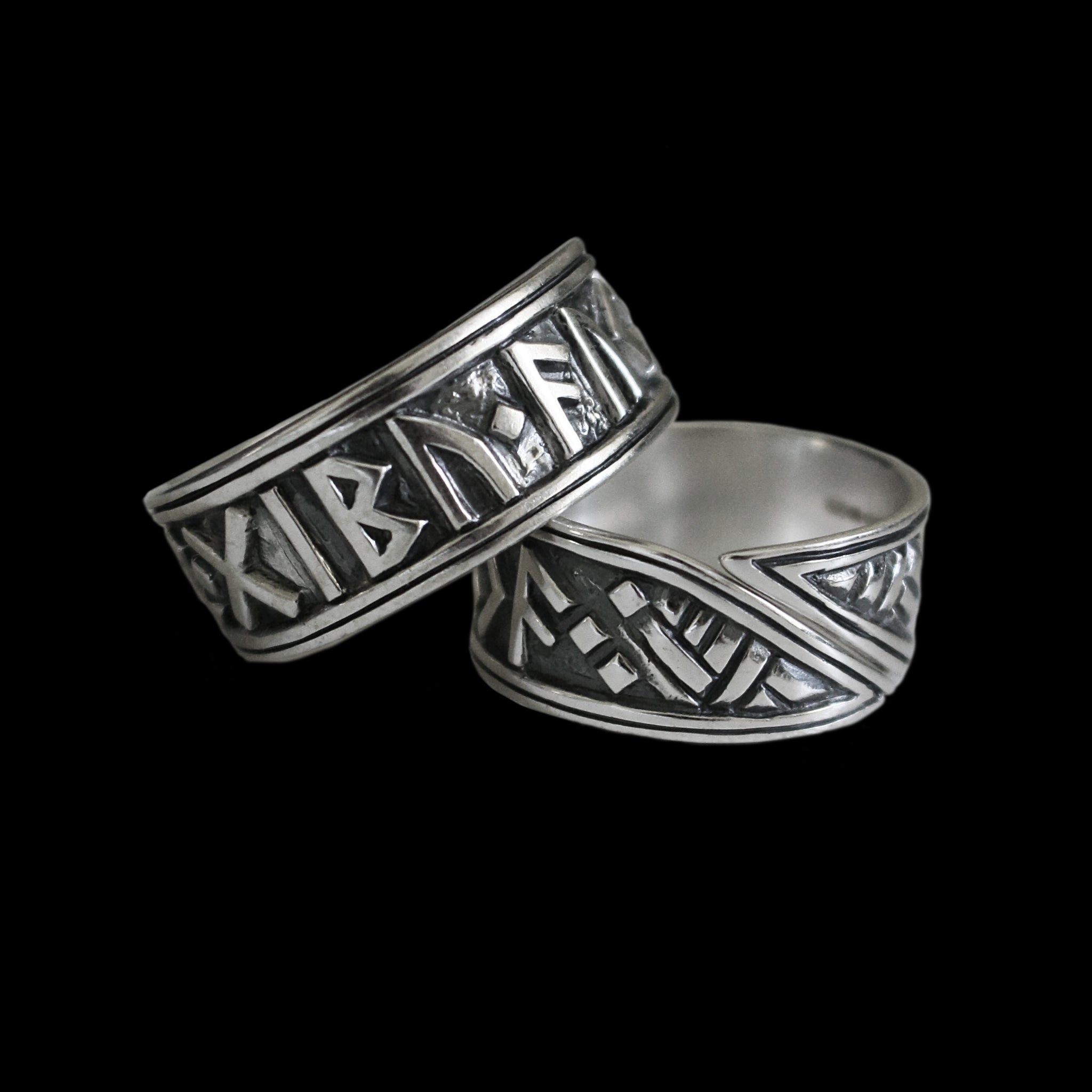 Silver Viking Luck Rune Ring - Front & Back