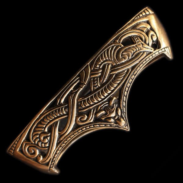 10th Century Viking Scabbard Mouth with Wolf Head in Solid Bronze - Viking Weapns Accessories