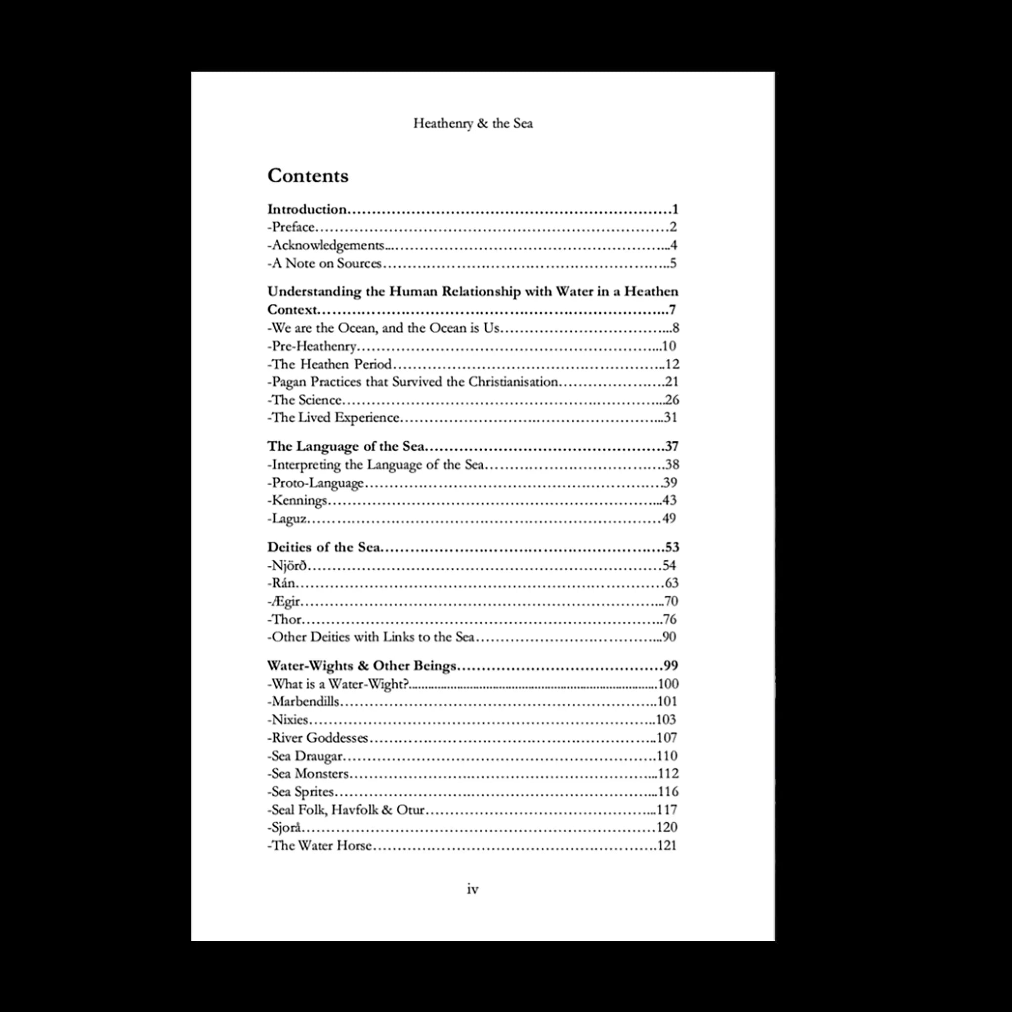 Heathenry and the Sea Book Contents - By Dan Coultas