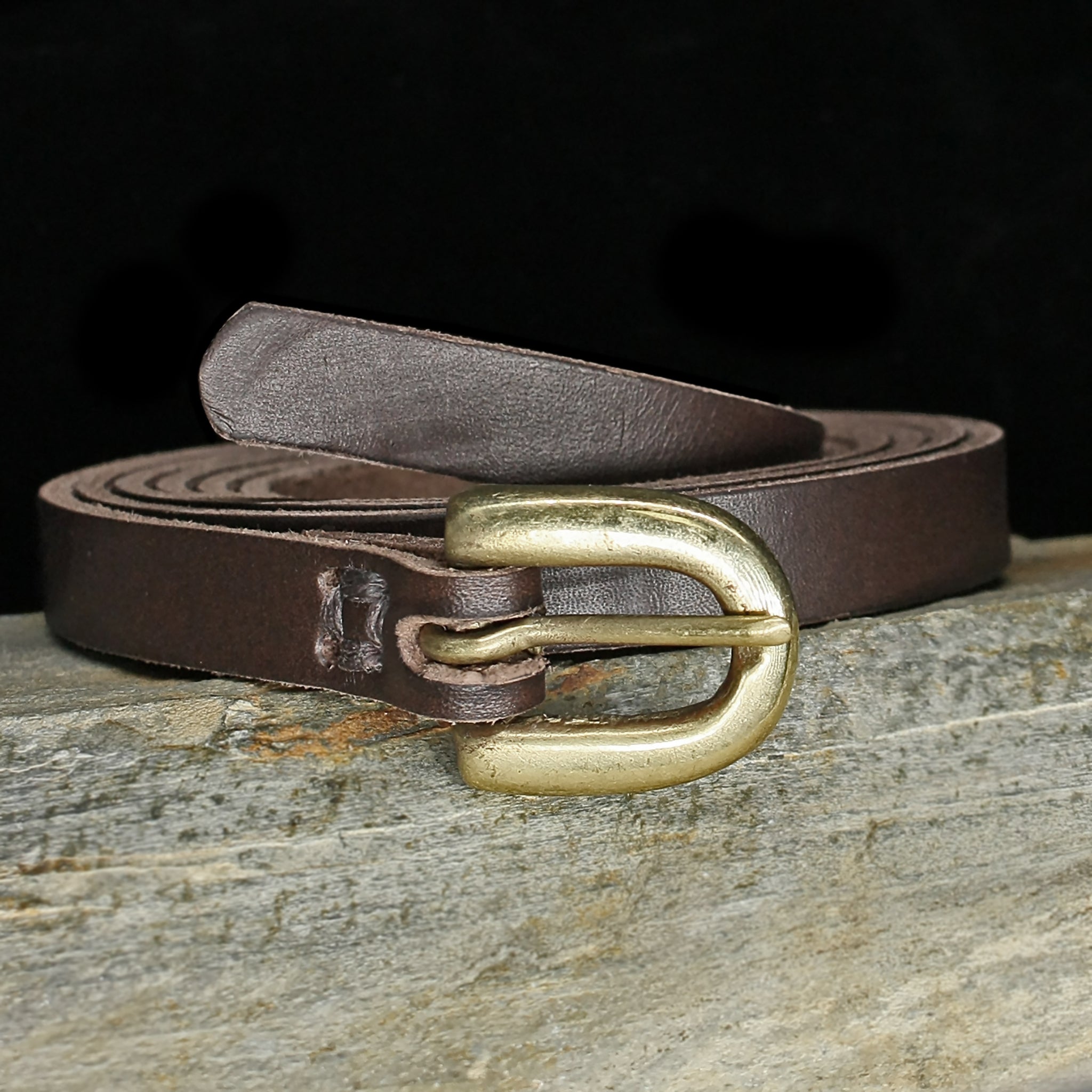 12mm (1/2 inch) leather Viking belt with brass buckle - Brown