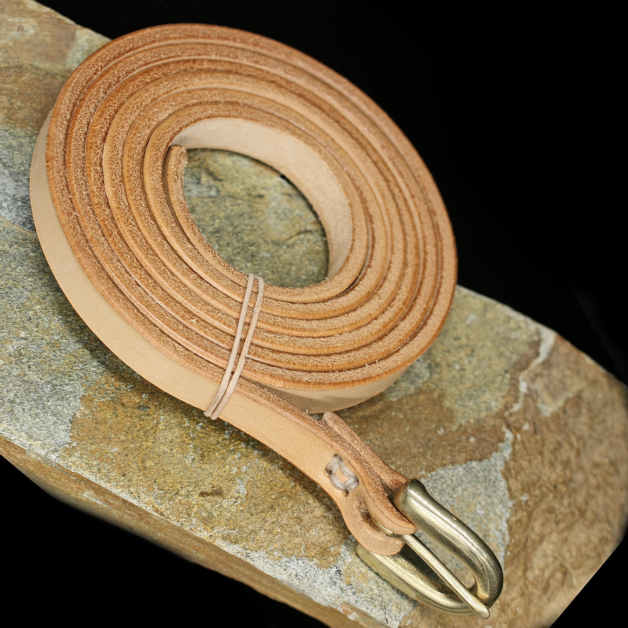12mm (1/2 inch) leather Viking belt with brass buckle - natural veg tan