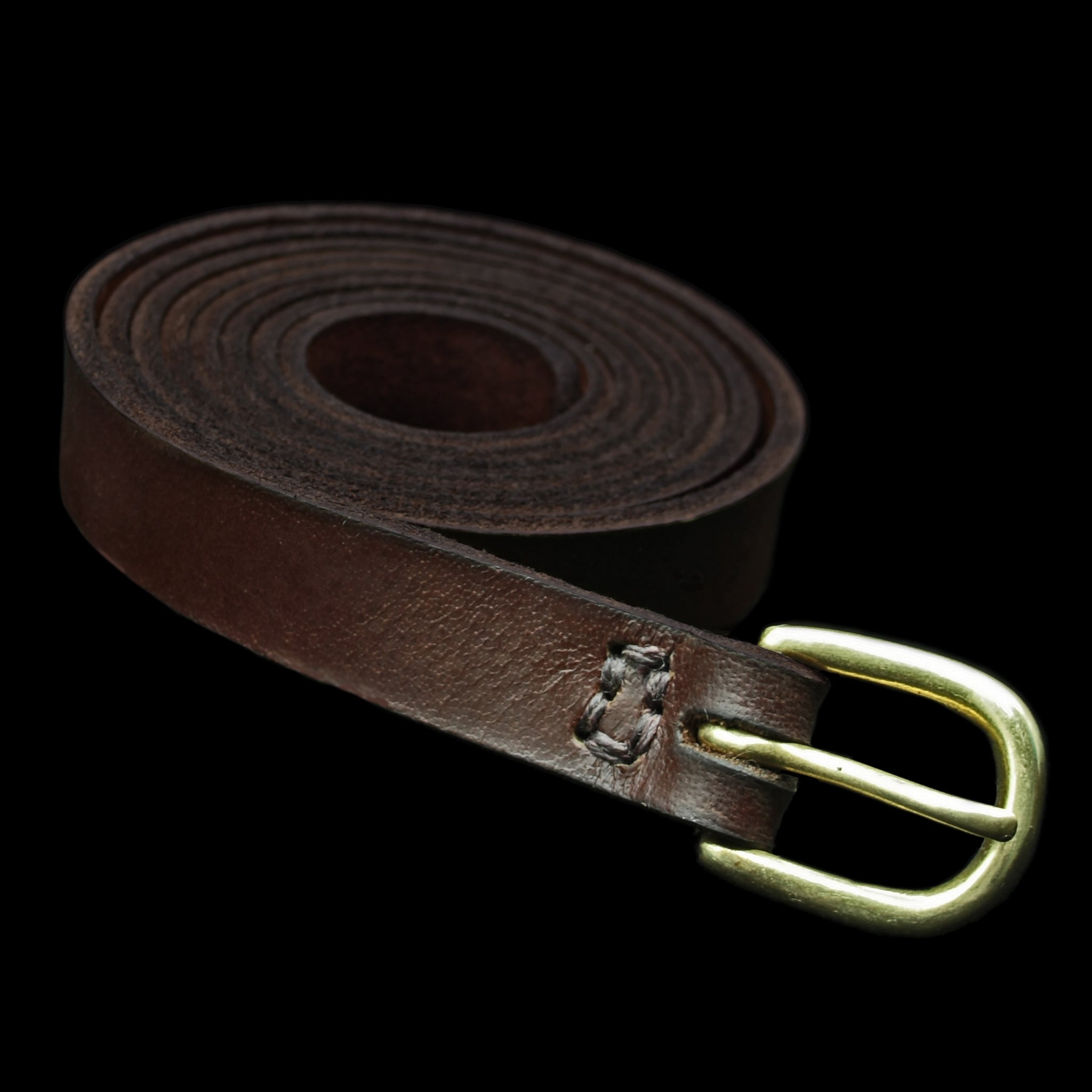 Leather Viking Belt Stitched with Brown Waxed Linen Thread