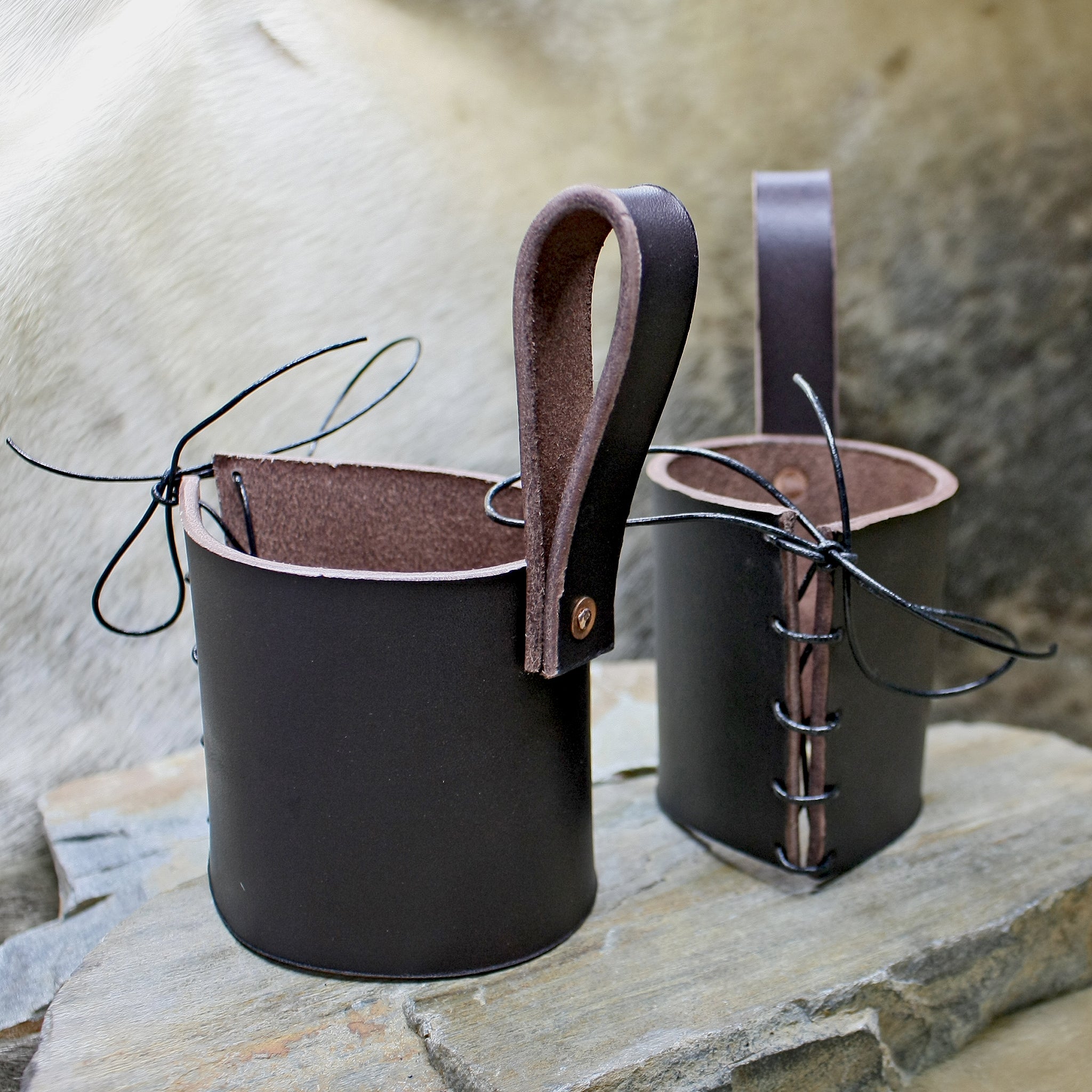 Viking Drinking Horn Brown Leather Belt Hangers
