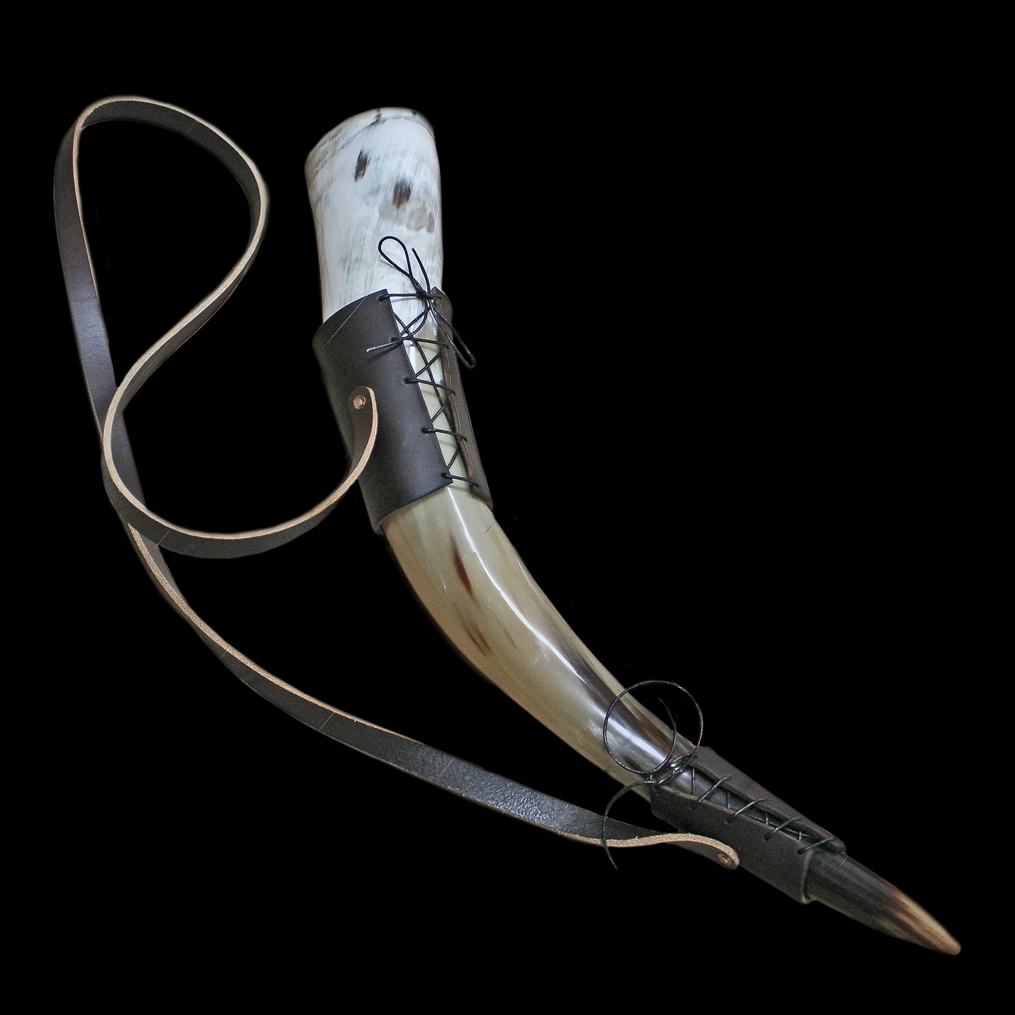 Leather Shoulder Strap with Large Viking Drinking