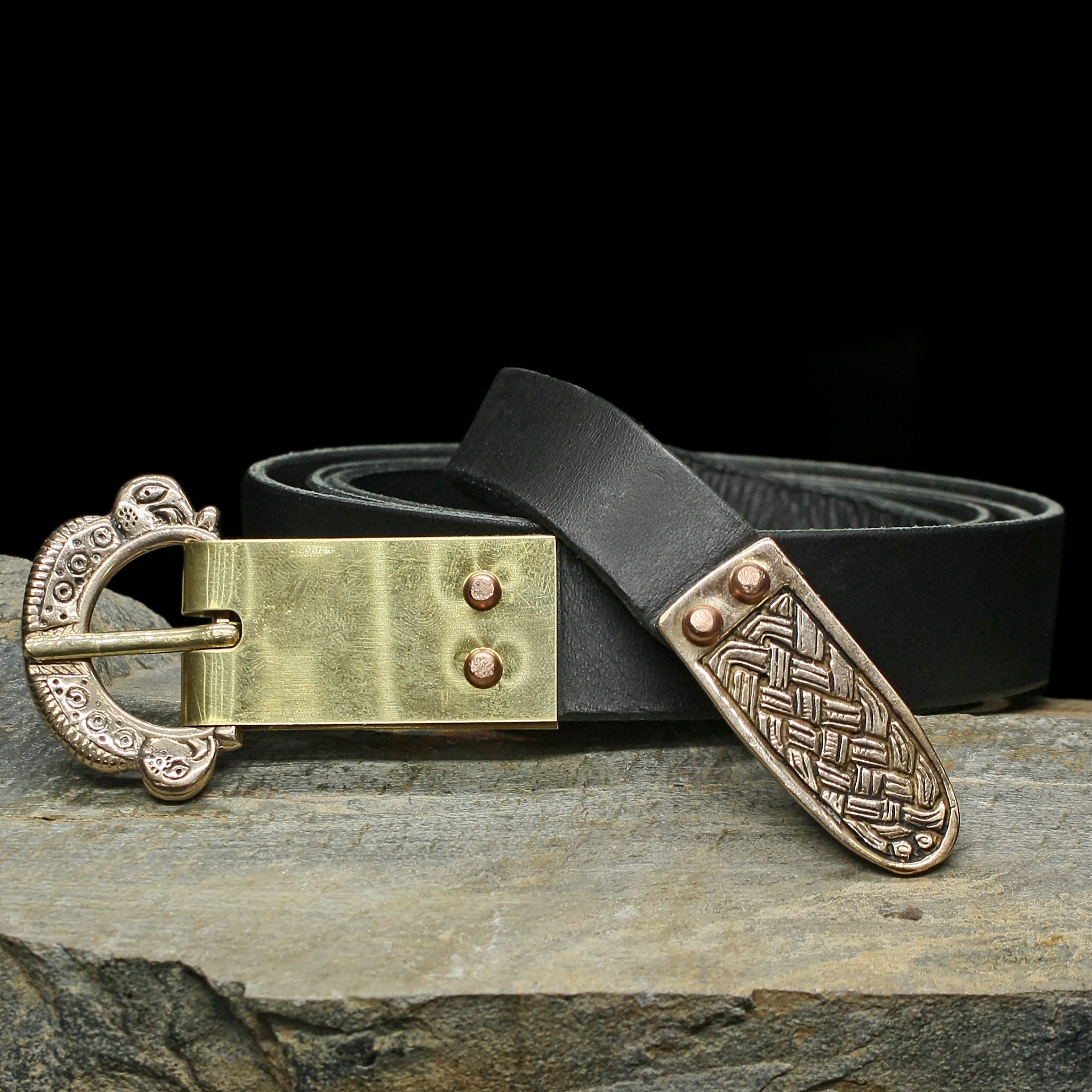 Custom Viking Belt with Plain Brass Buckle Plate