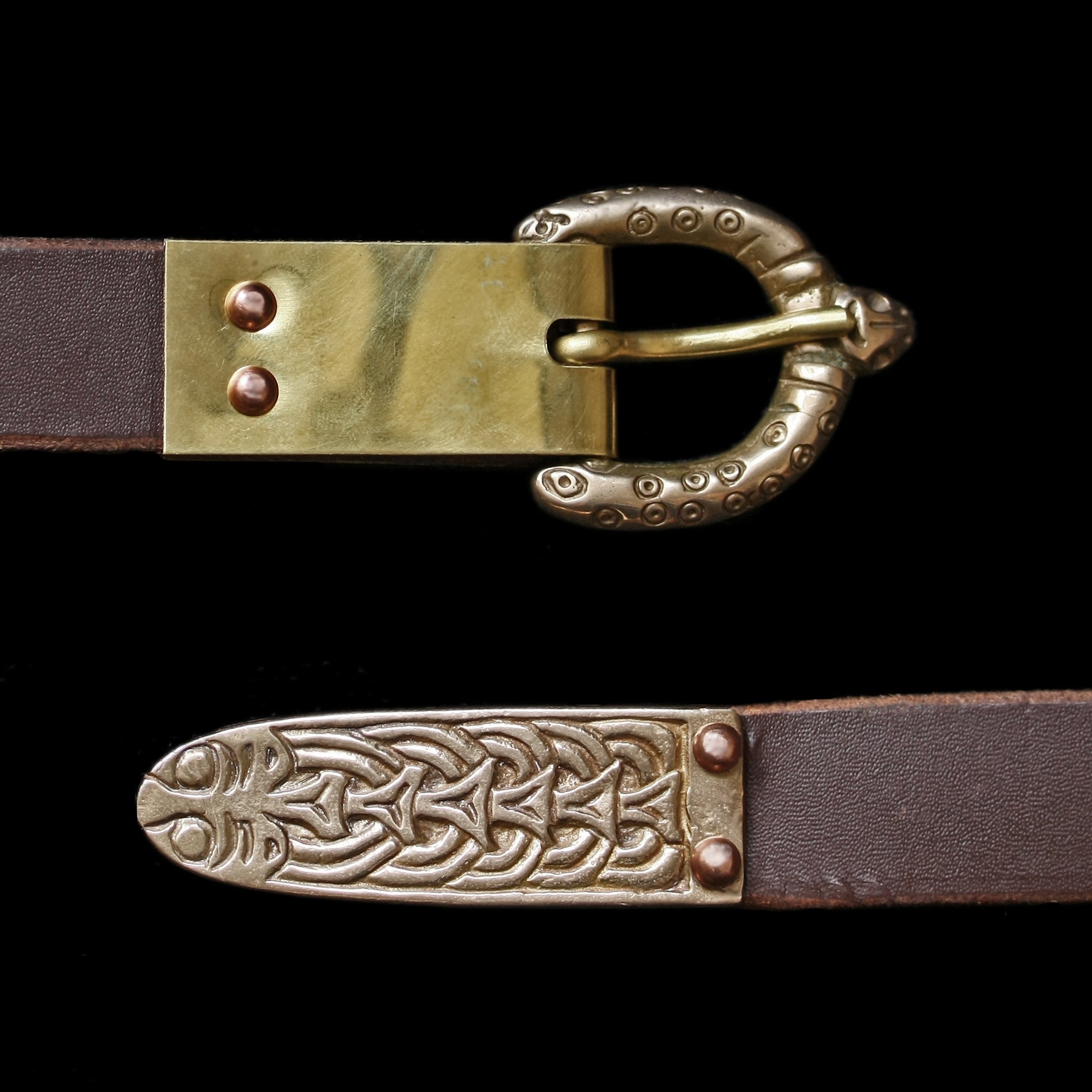 Viking Belt with Plain Brass Buckle Plate