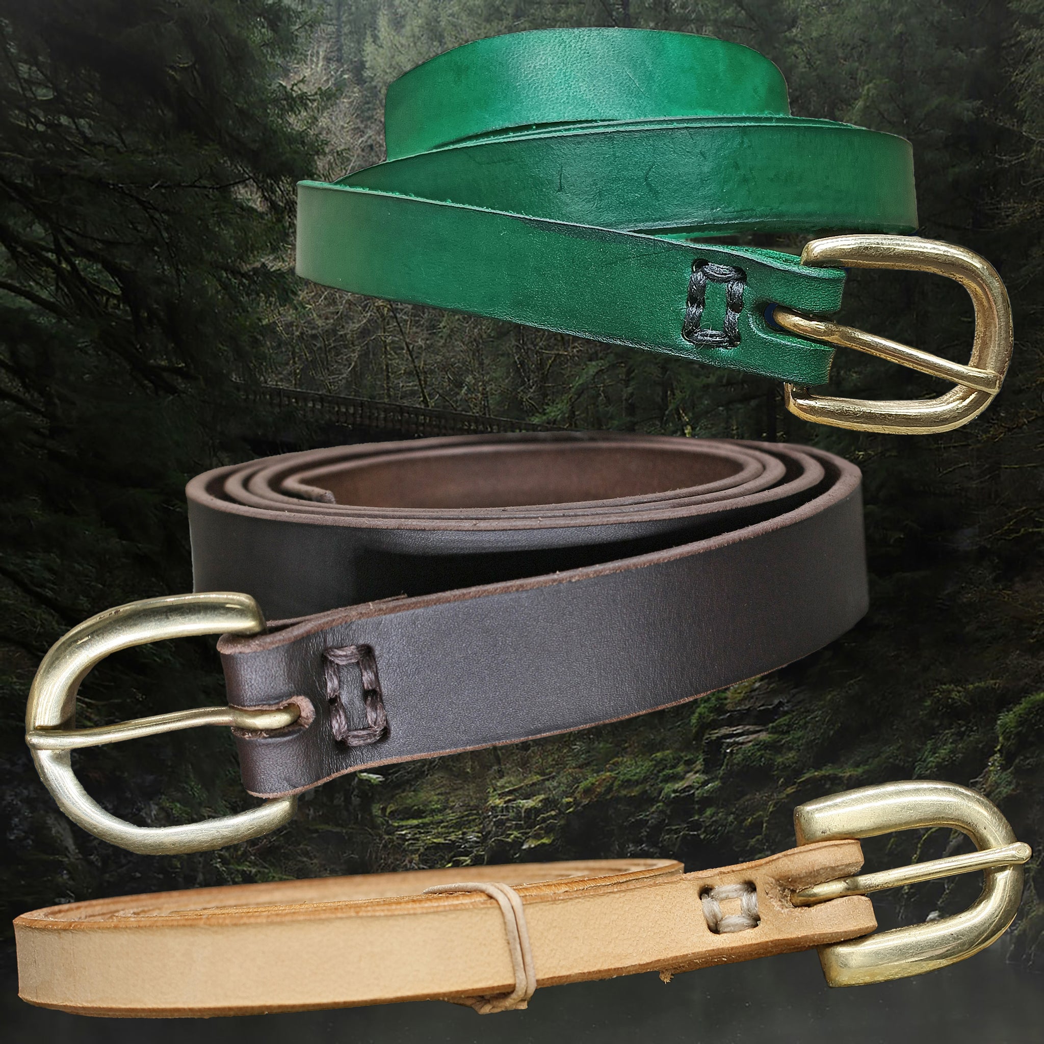 Handmade Leather Viking Belt swith Brass Buckles