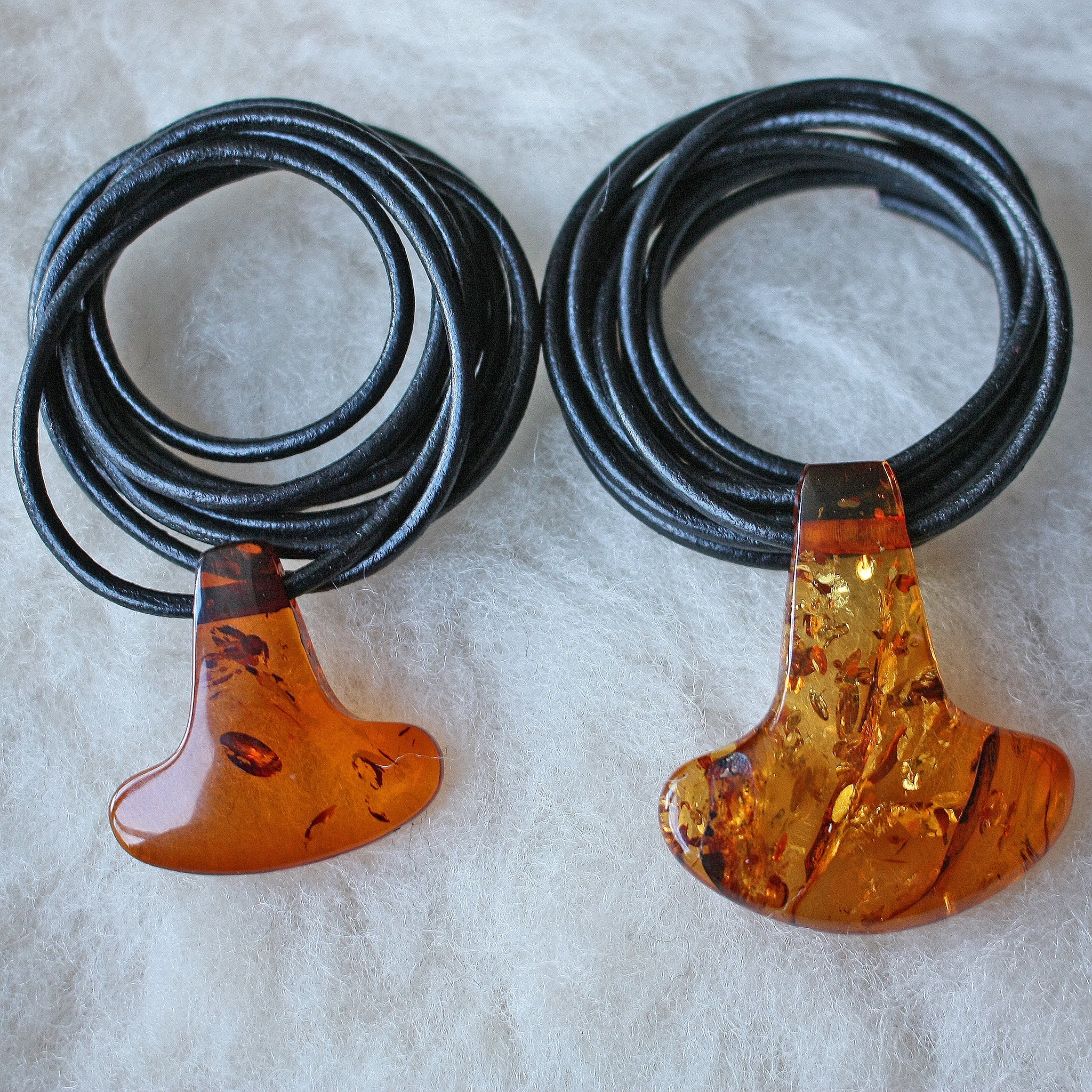 Amber Thors Hammer Pendants on Leather Thong - Medium & Large Size