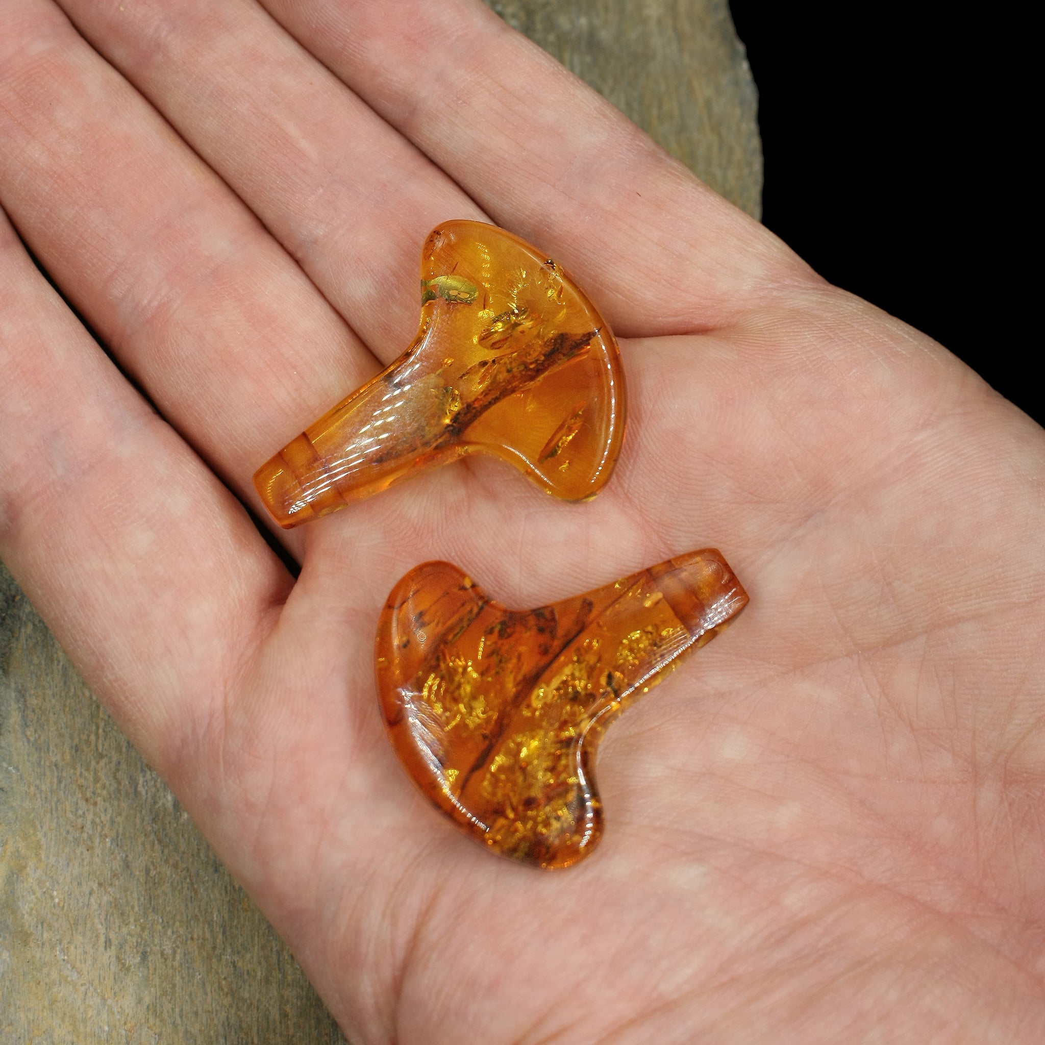 Large Amber Thors Hammer Pendants on Hand