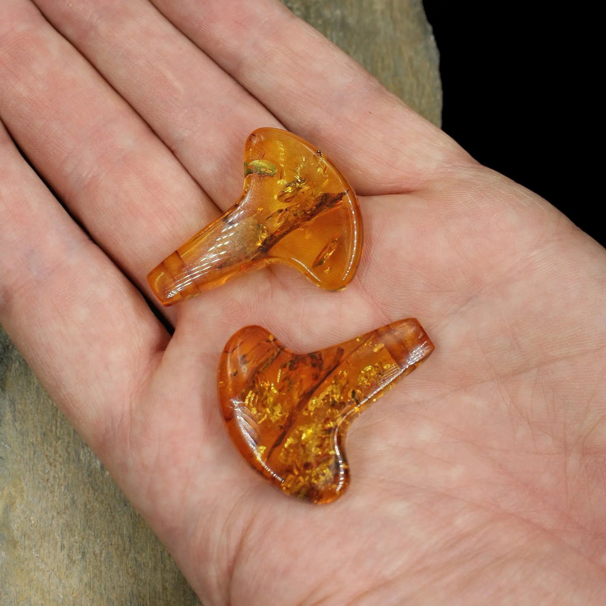 Large Amber Thors Hammer Pendants on Hand